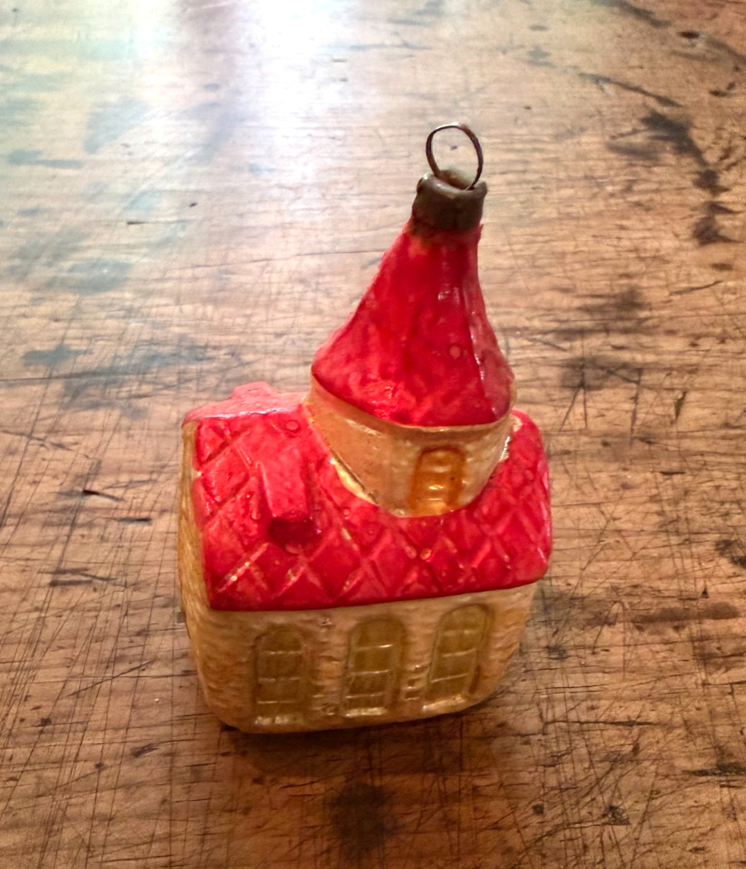 Antique 1920's German Mercury Glass Church Christmas Ornament, ships FREE Antique 1920's German Mercury Glass Church Christmas Ornament, ships FREE
