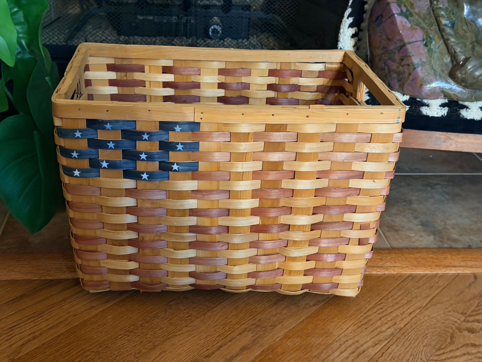 vintage wooden handmade patriotic basket