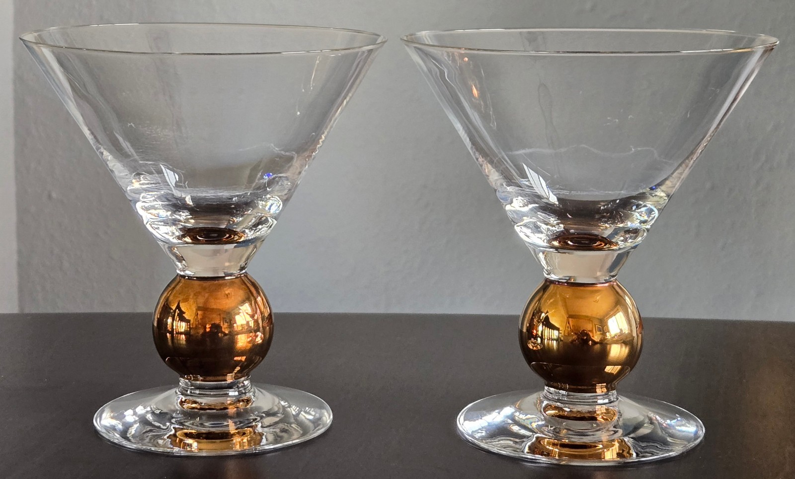 Orrefors Nobel Martini Champagne Glasses 6267915 Gunnar Cyrén 21K Gold Pair