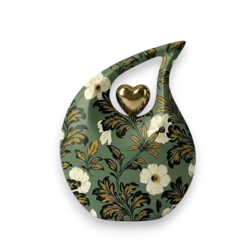 Dark Green Baroque Floral Teardrop Cremation Urn Adult Human Ashes 200 Cu In Dark Green Baroque Floral Teardrop Cremation Urn Adult Human Ashes 200 Cu In