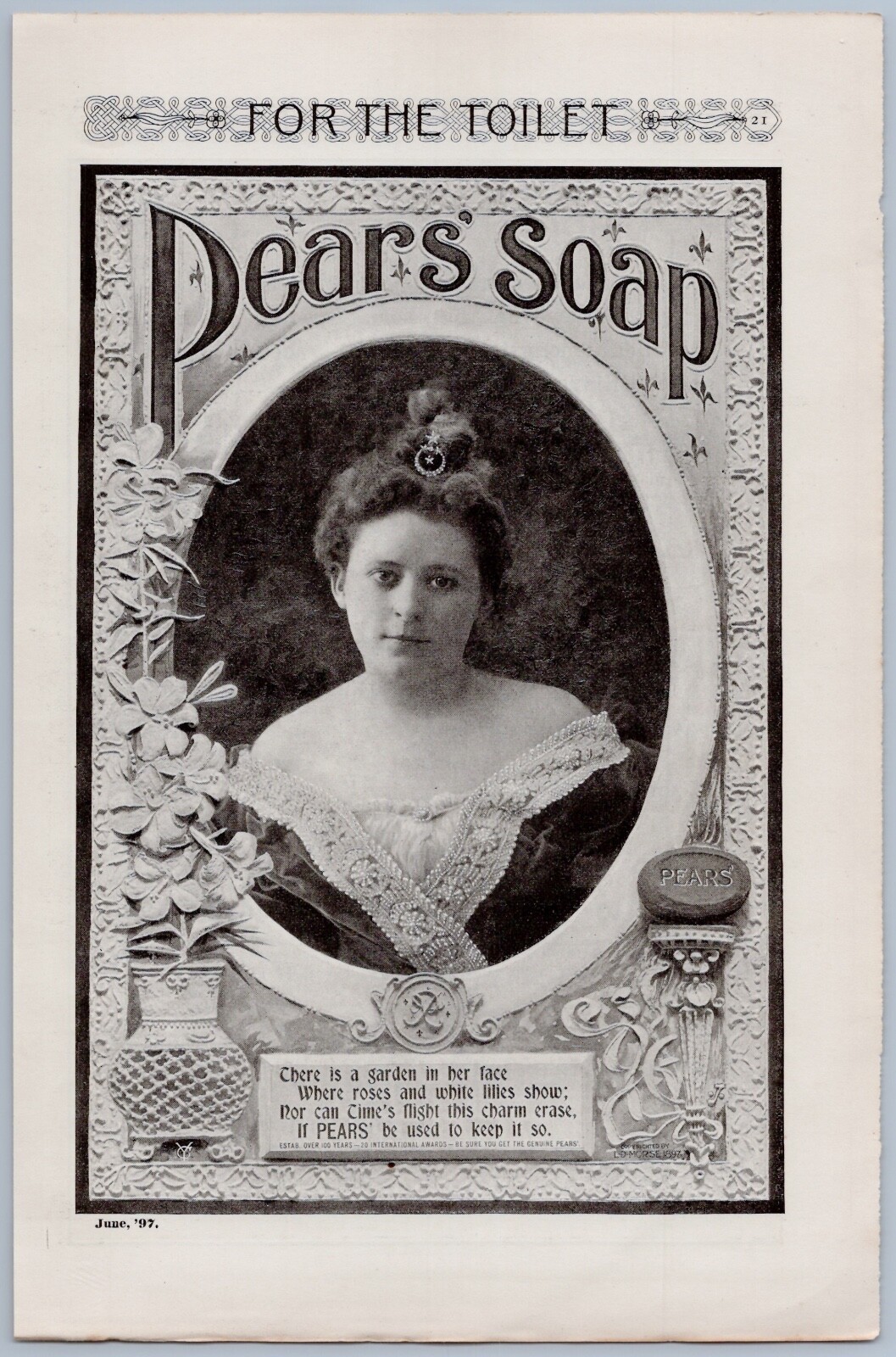 1897 Pears Soap Vintage Ad Complexion Cleanser For Body & Face Toiletries