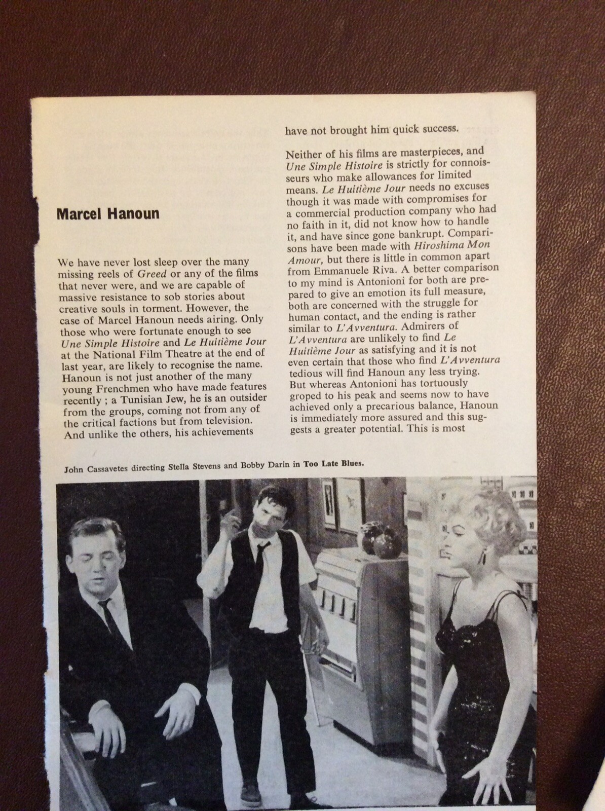 A2r Ephemera Film Picture 1962 Article Marcel Hanoun