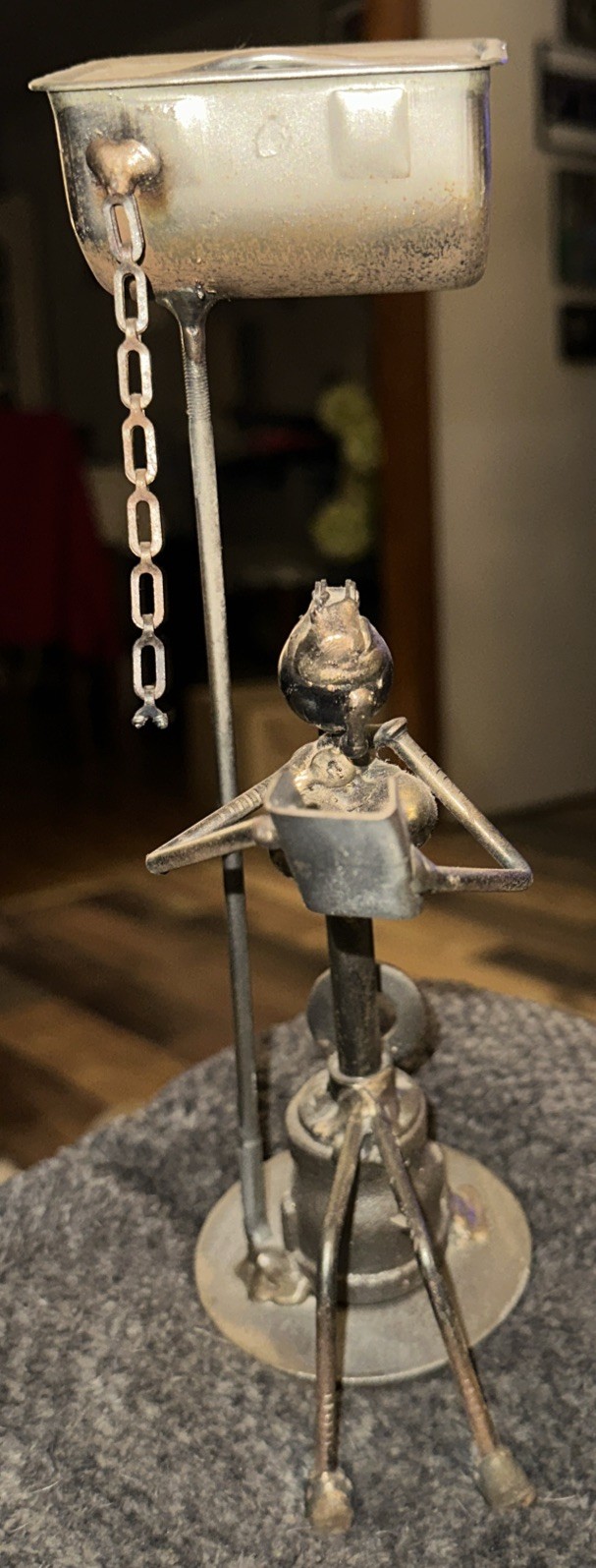 VTG Sonny Dalton Brutalist Metal Art Sculpture Woman On Toilet Reading