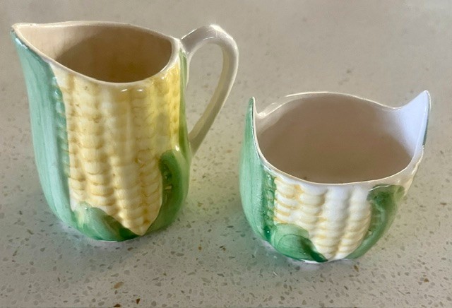 Vintage Clinchfield Artware Pottery Hand Painted Corn Pitcher Toothpick Holder