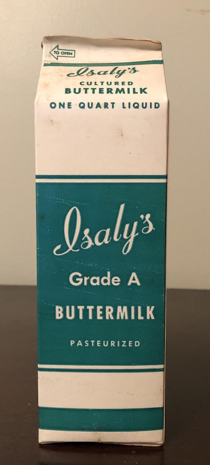 Vintage Isaly's One Quart Buttermilk Wax Carton Box Mansfield, Ohio OH