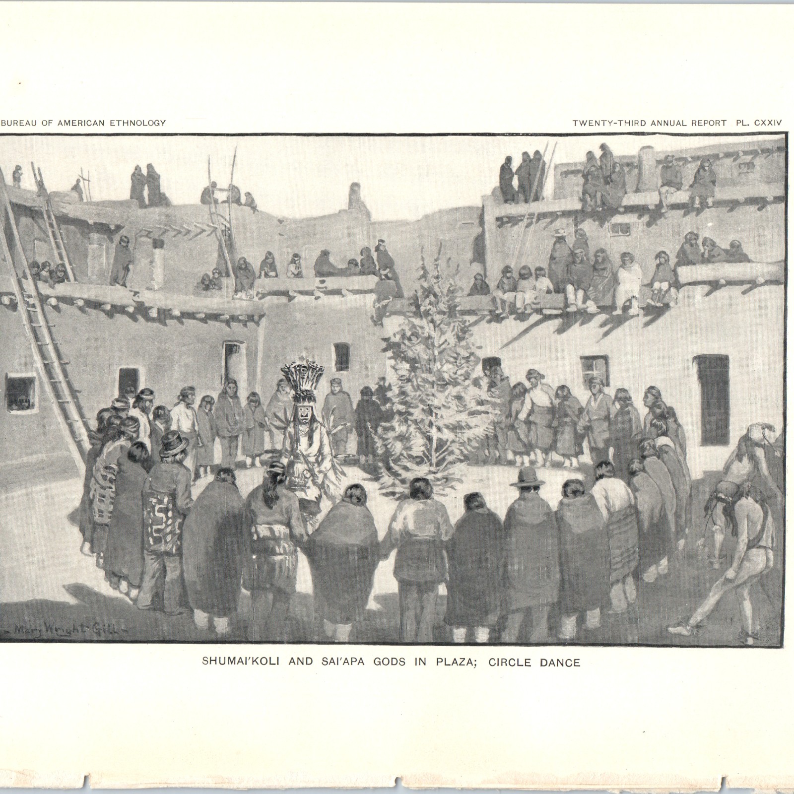 1904 Zuni NM Pueblo Circle Dance Print Shumai'koli Bureau of American Ethnology