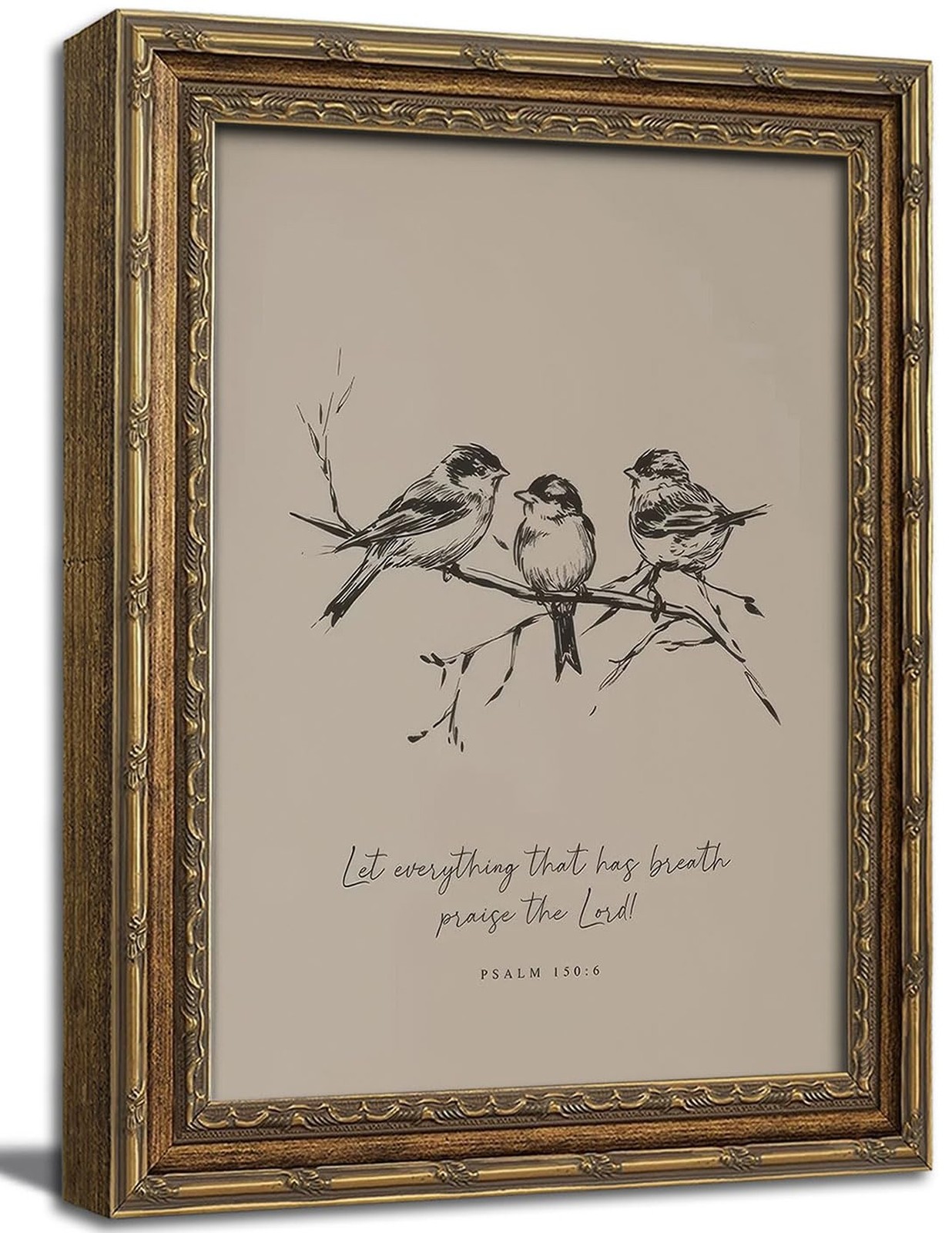 Gold Framed Wall Art Vintage Christian Bible Verse Wall Art Neutral Farmhouse...