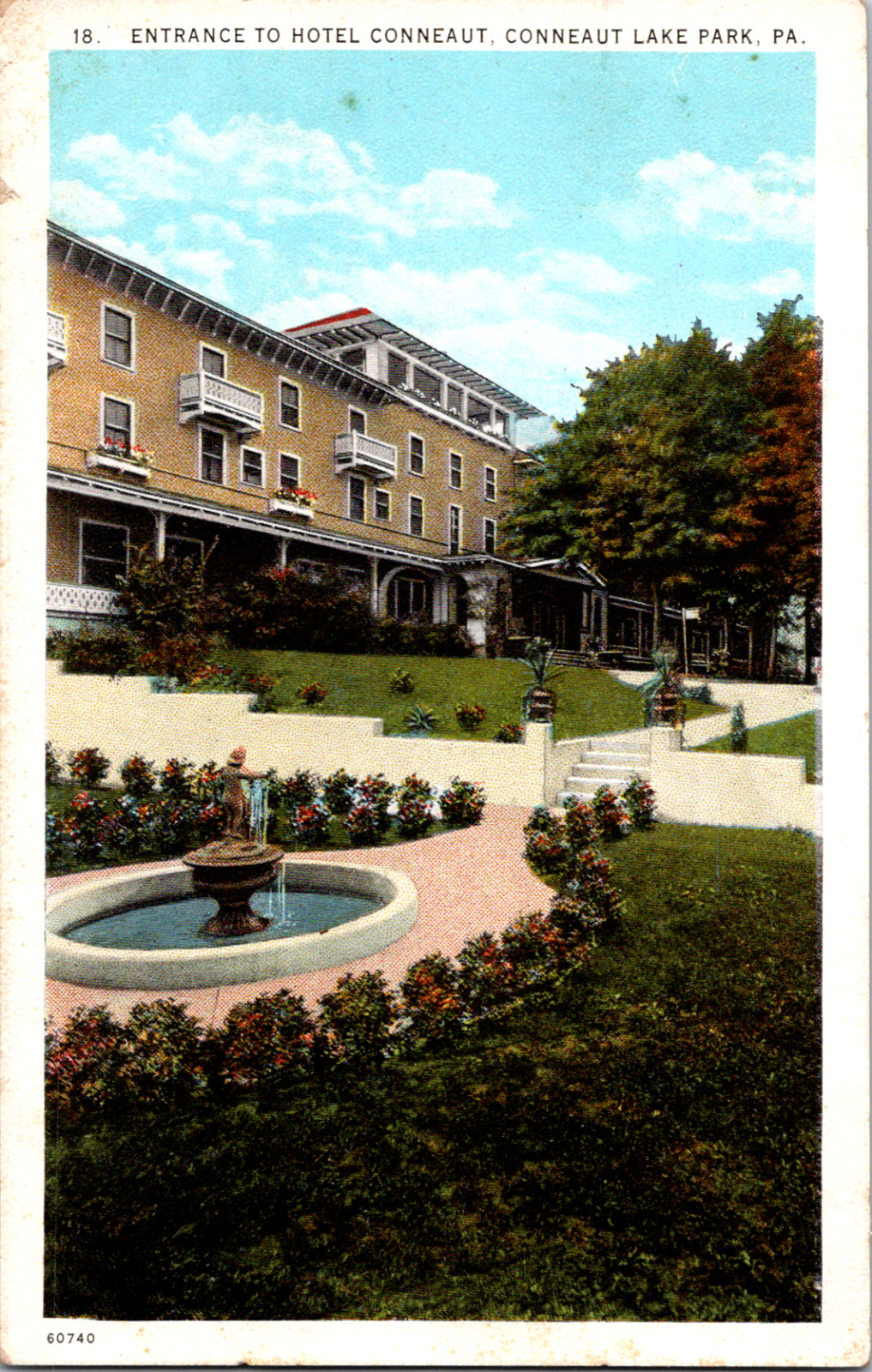 Vintage 1920\'s Entrance Conneaut Hotel Lake Park Pennsylvania PA Postcard 