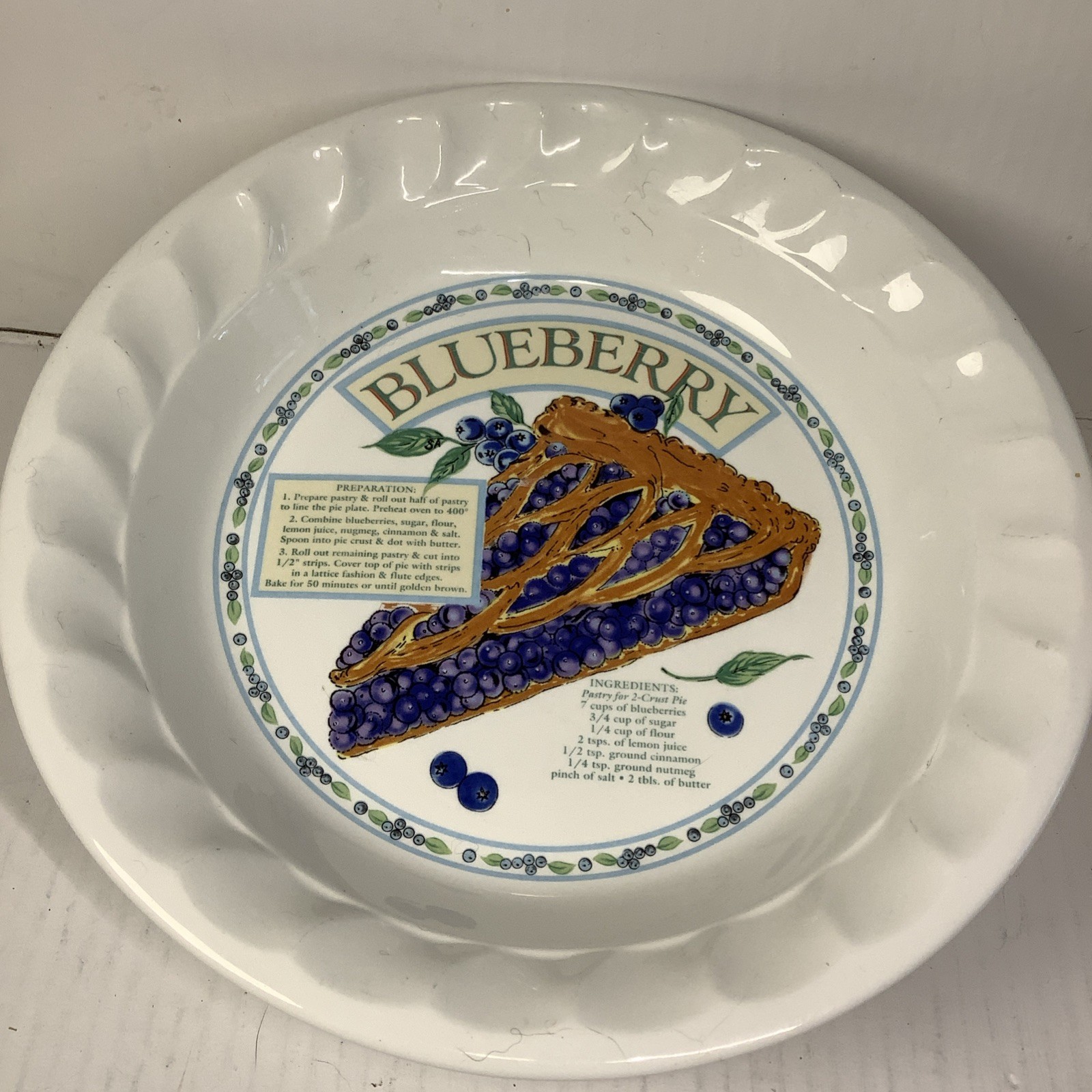 VTG Himark Korea Blueberry Pie Recipe Plate “The Golden Pie Collection” 10\