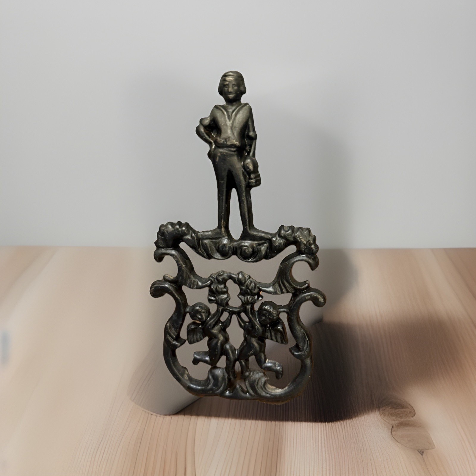Vintage 1955 Cast Iron Cherub Wall Plaque Putti Angel Architectural Decor