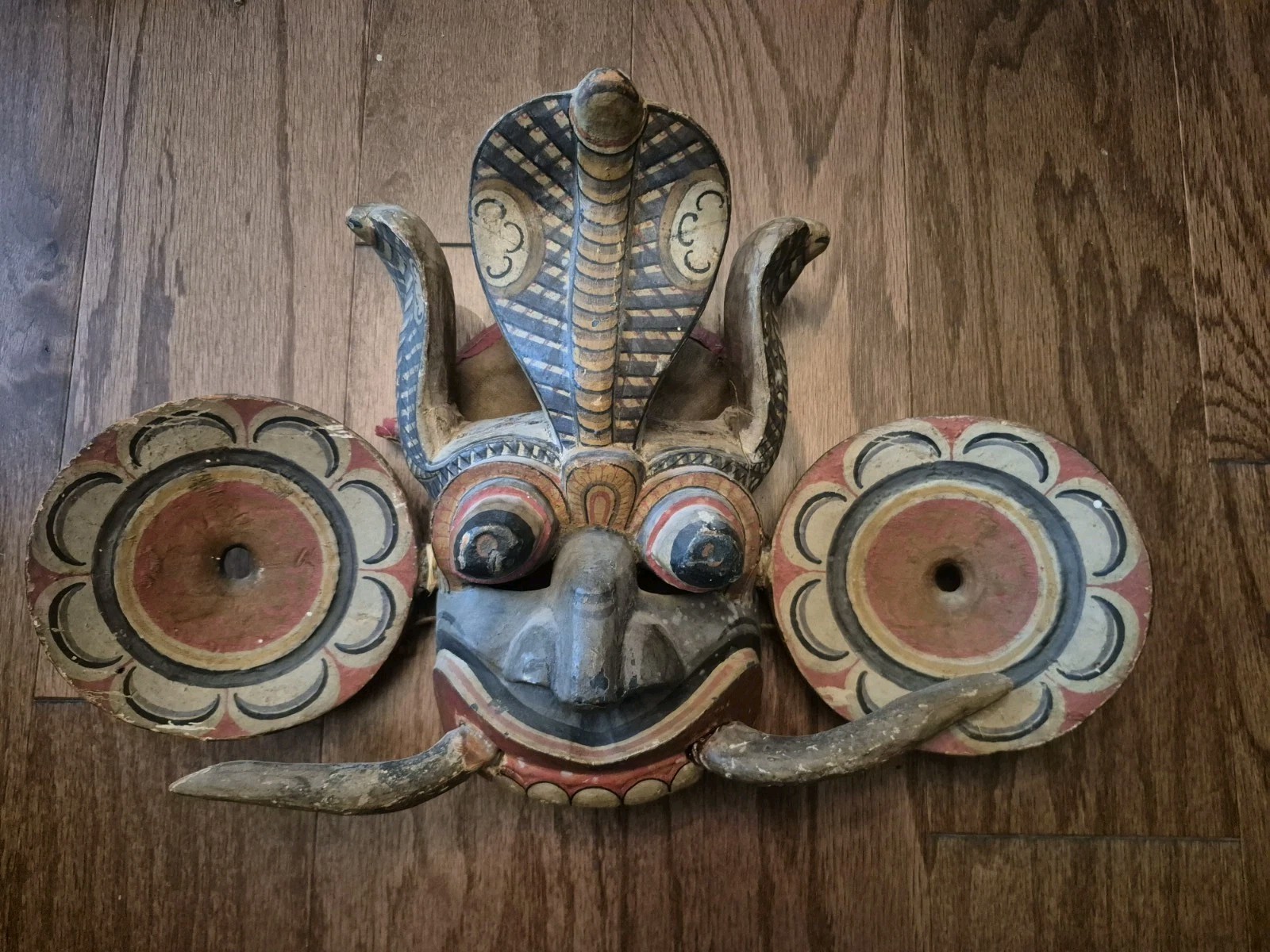 Antique Sri Lanka Naga Sanni Raksha Mask 19Th/Early 20c Ritual Performance Mask