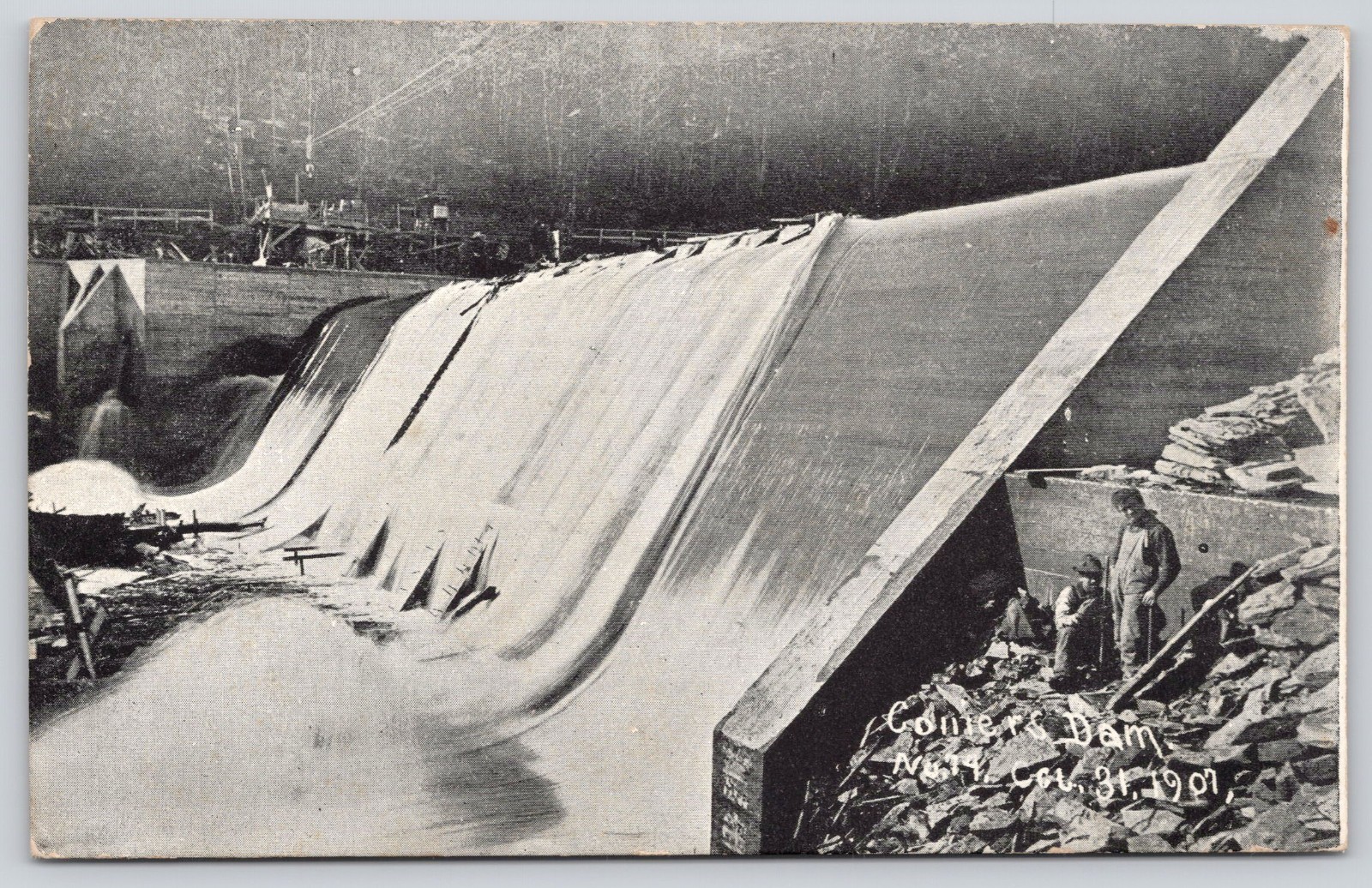 Workers at Colliers Dam 1907 Colliersville NY New York Postcard