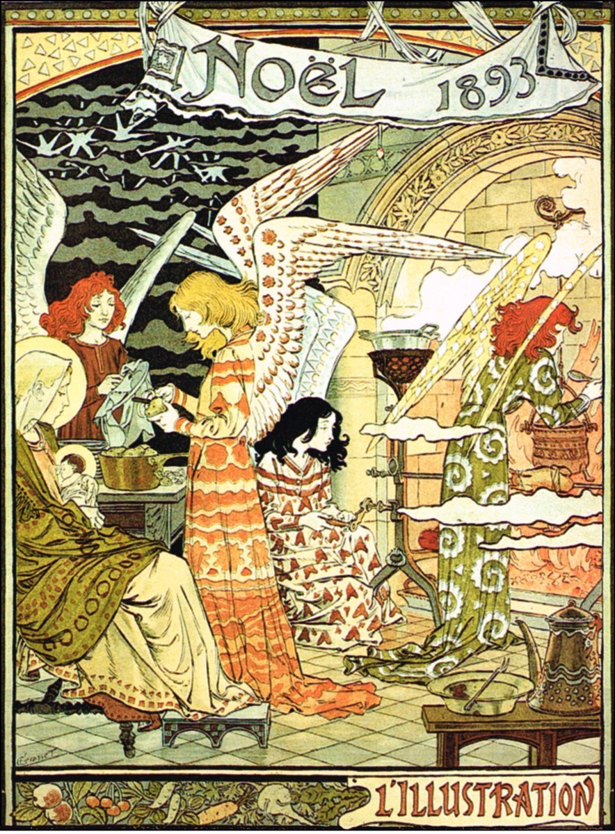 CHRISTMAS 1893 L\'ILLUSTRATION MAGAZINE COVER ANGELS ART NOUVEAU POSTER 11\