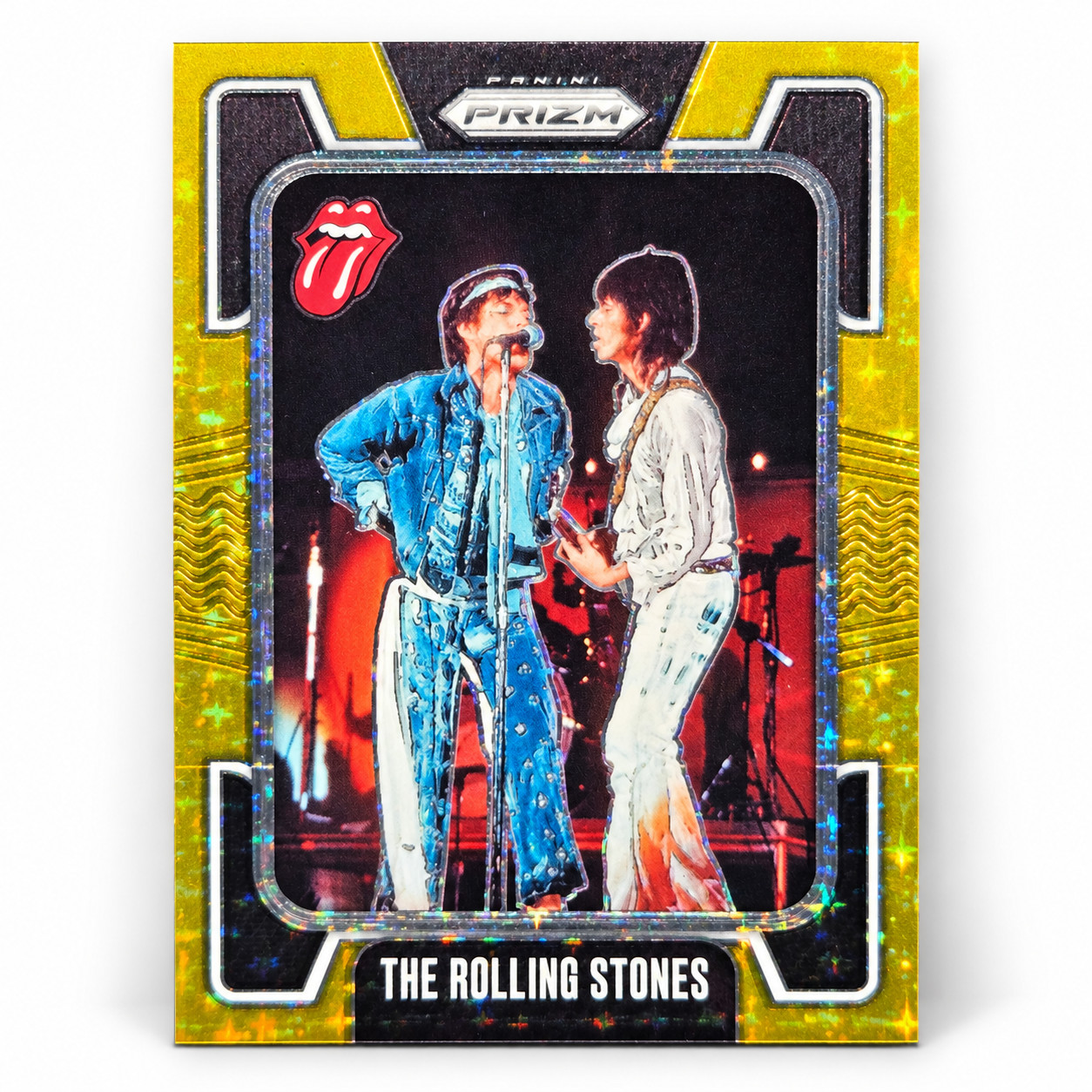 2025 Prizm Rolling Stones #51 Gold Confetti 06/10 Mick Jagger Keith Richards