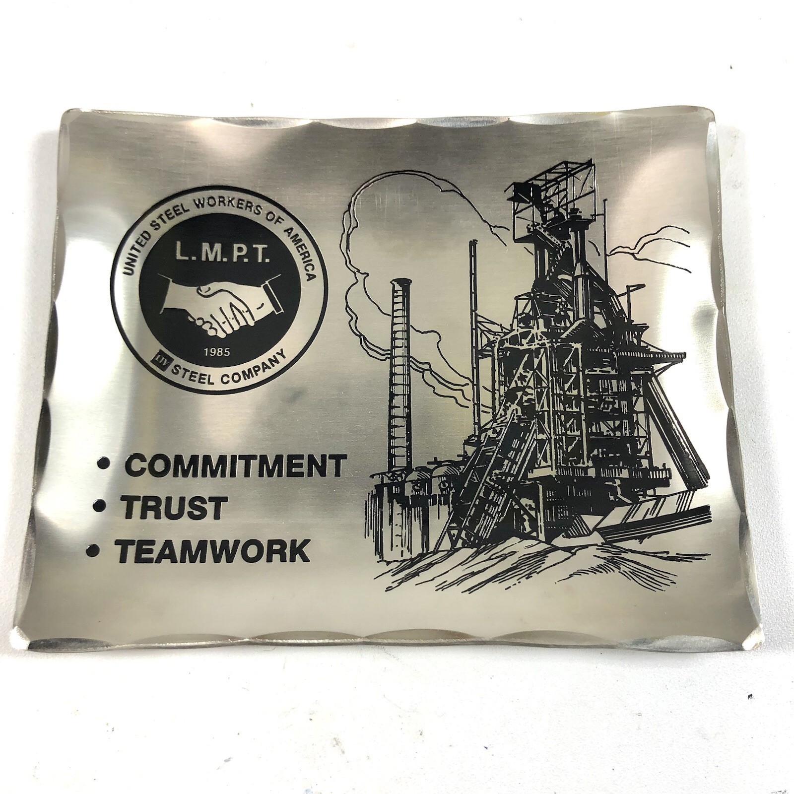 Wendell August Ashtray LTV Steel Co. Grove City Stainless Steel COA & Signature
