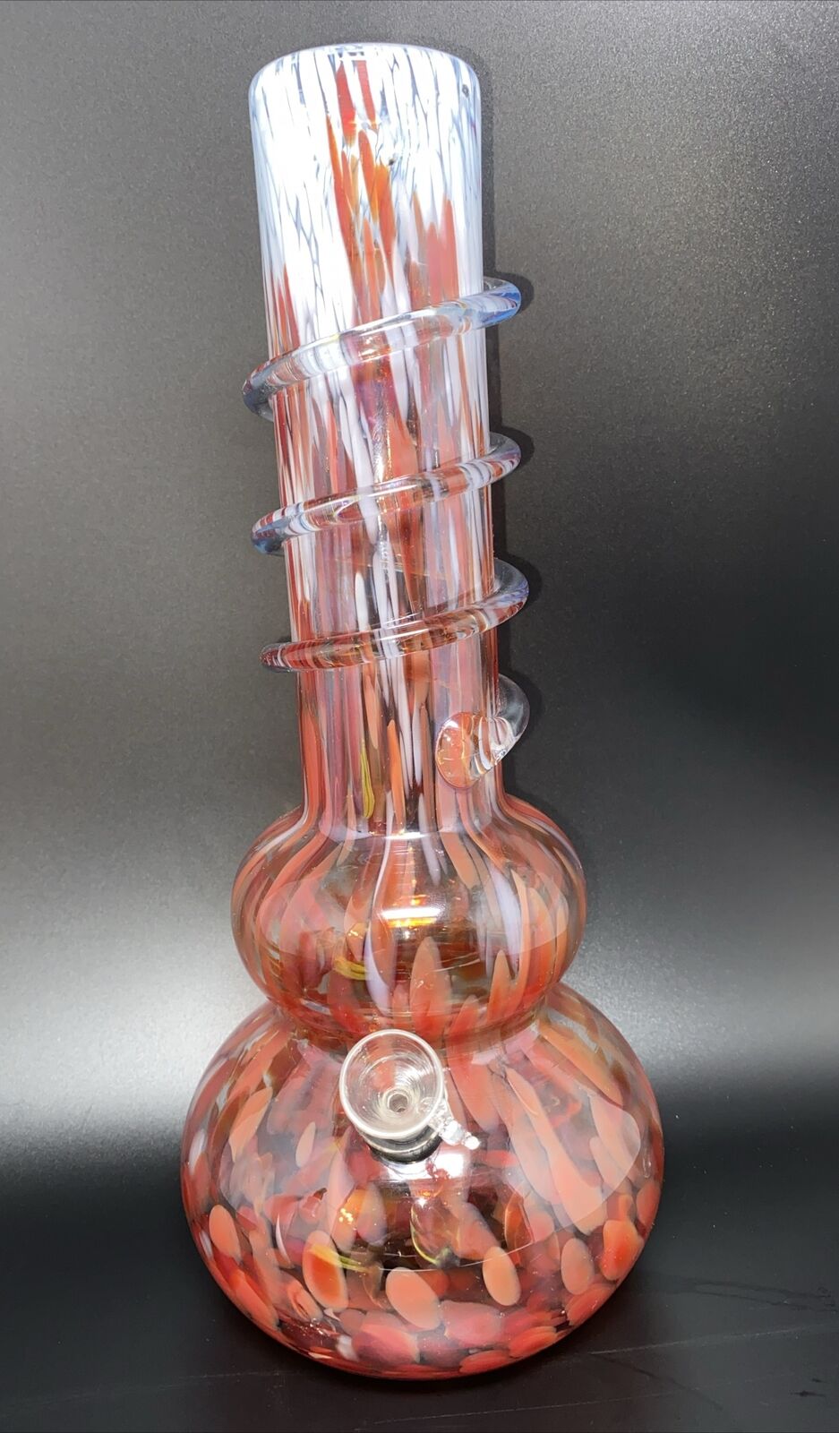 Vintage 12 In Thick Soft Glass Tobacco Water Pipe Bong W/ Color Change Bowl