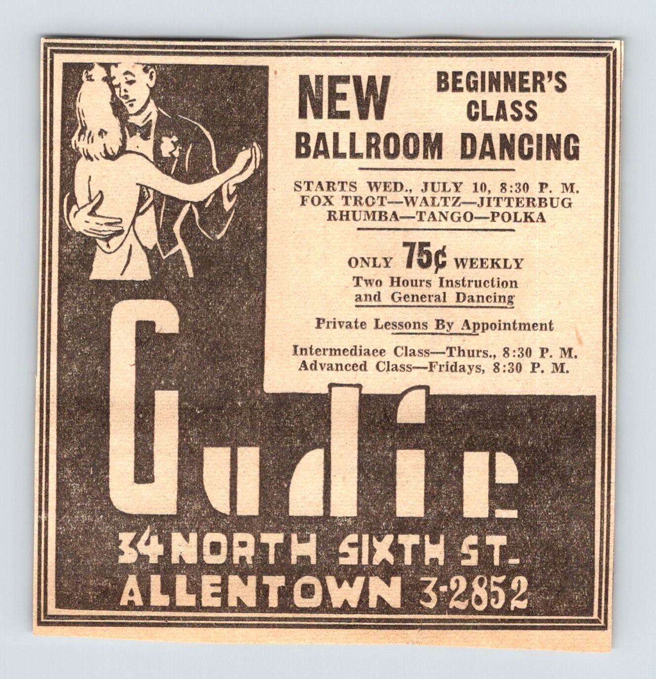 1946 GUDIE BALLROOM DANCING ALLENTOWN PA Vintage 4\