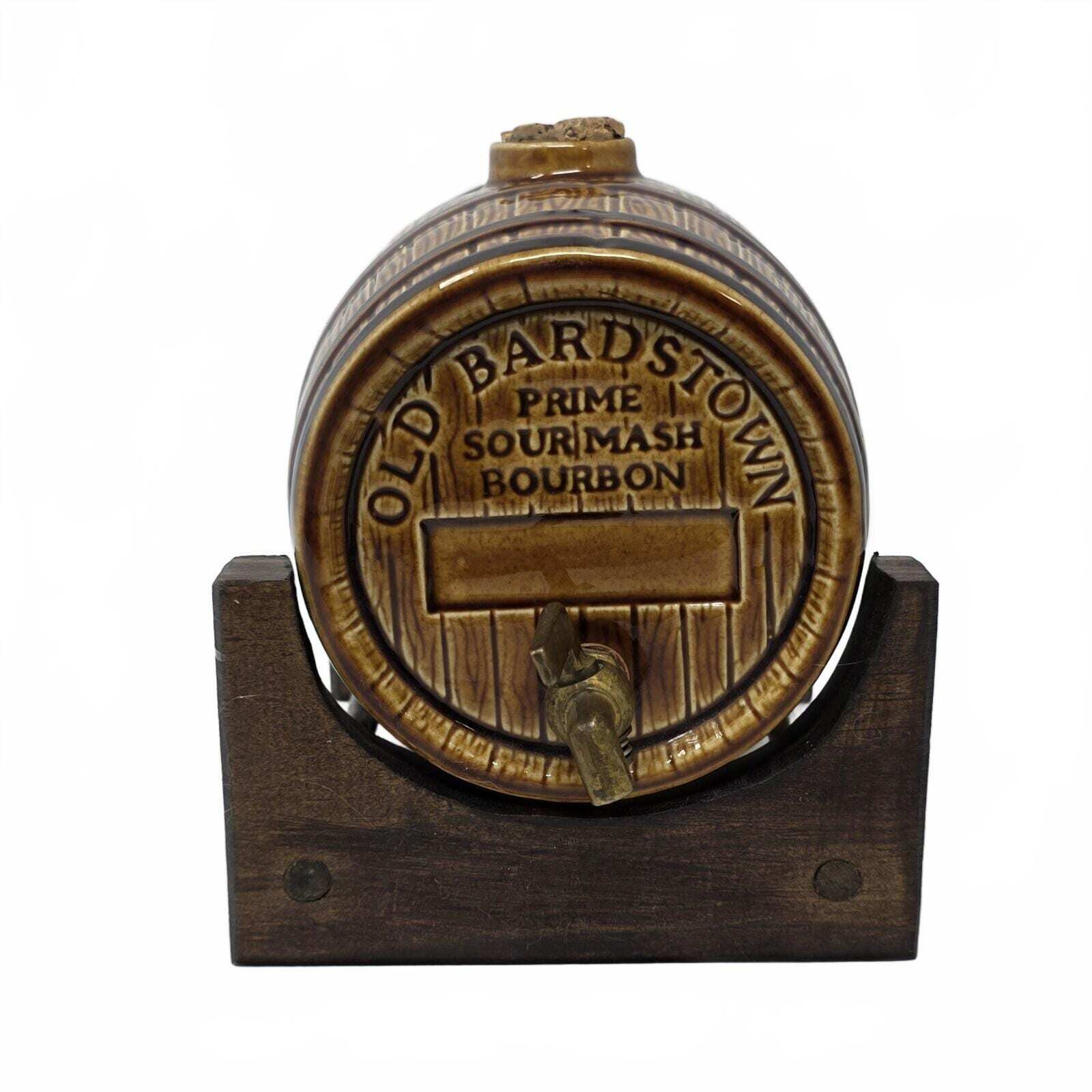 Vintage Old Bardstown Bourbon Barrel Decanter Ceramic Wood Stand Spigot Vintage Old Bardstown Bourbon Barrel Decanter Ceramic Wood Stand Spigot