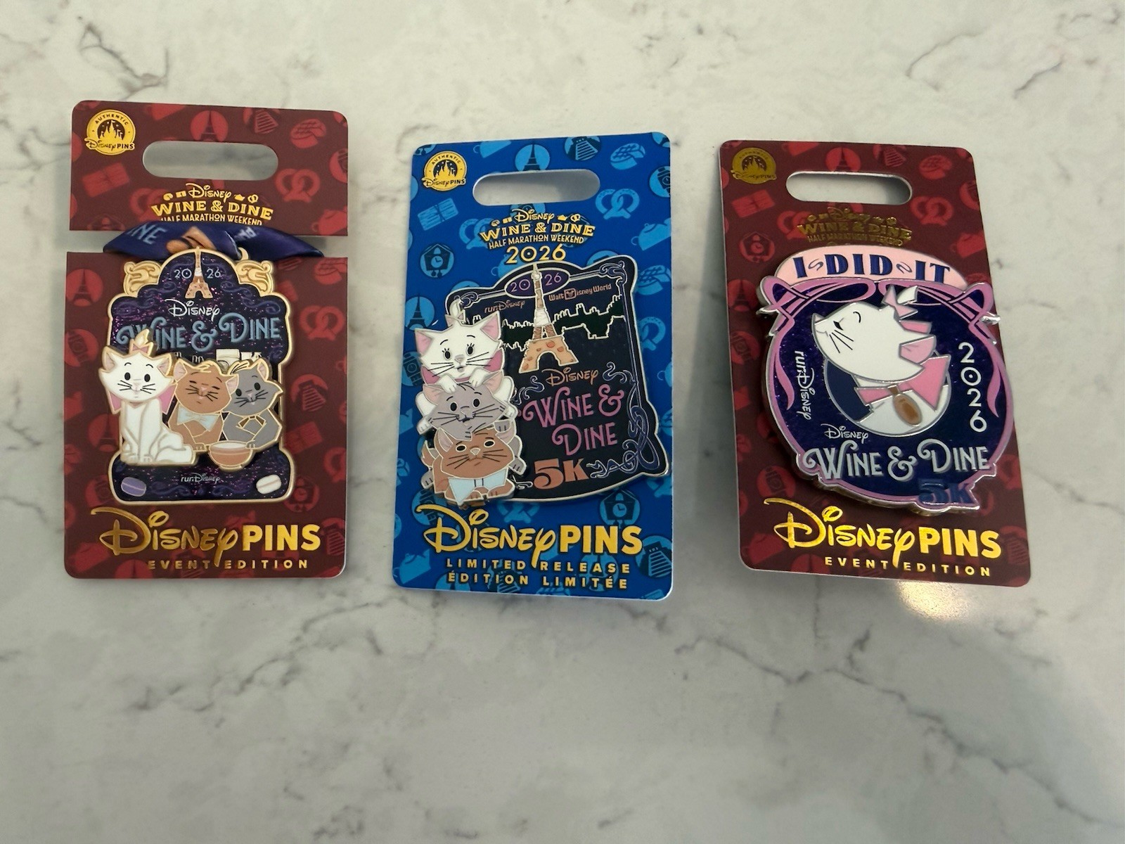 2026 RunDisney Marie Aristocats 5k Pin Set - Medal, Finisher, and 5k Wine & Dine 2026 RunDisney Marie Aristocats 5k Pin Set - Medal, Finisher, and 5k Wine & Dine