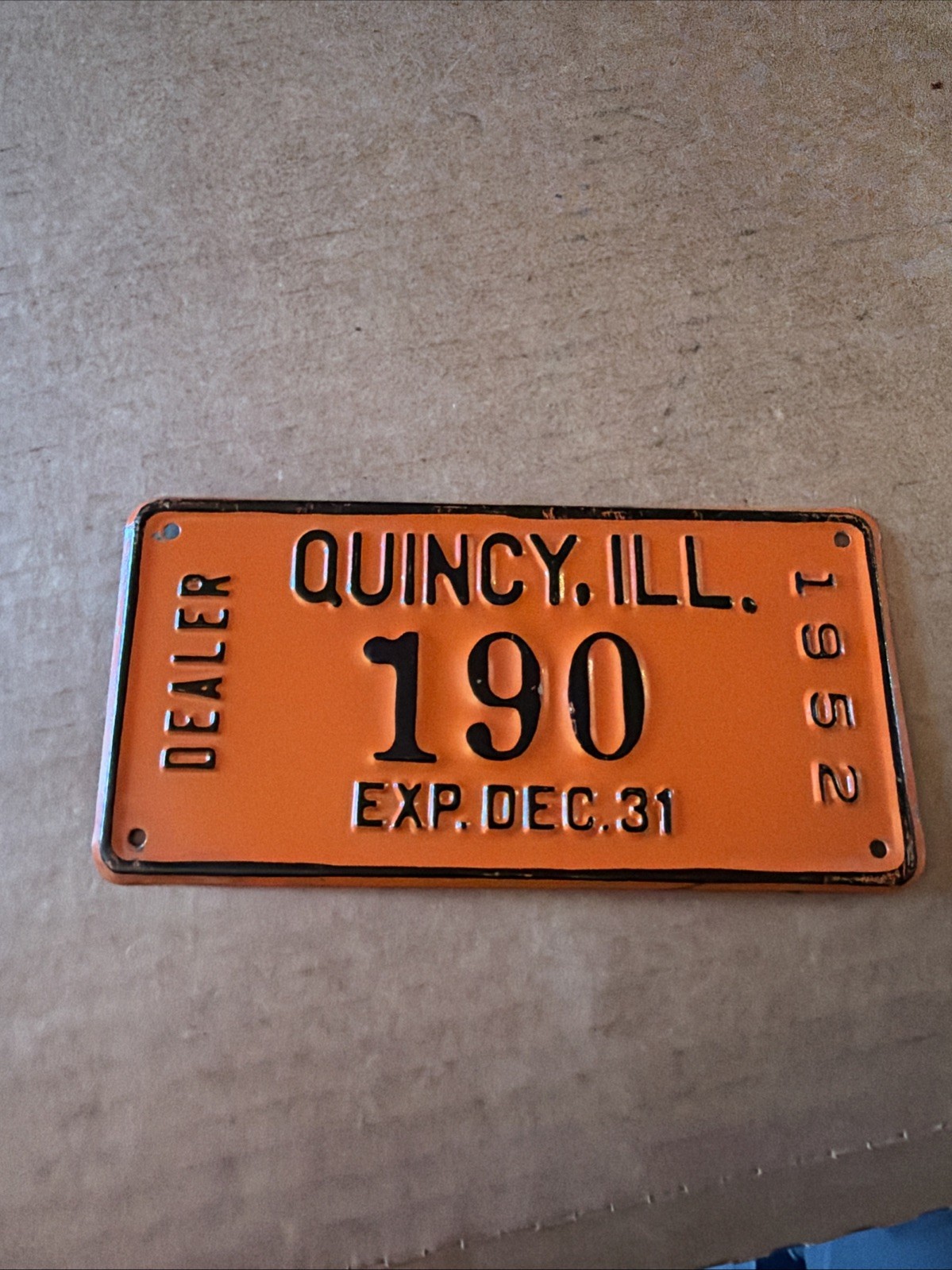 1952  Dealer License Plate Vintage Motorcycle
