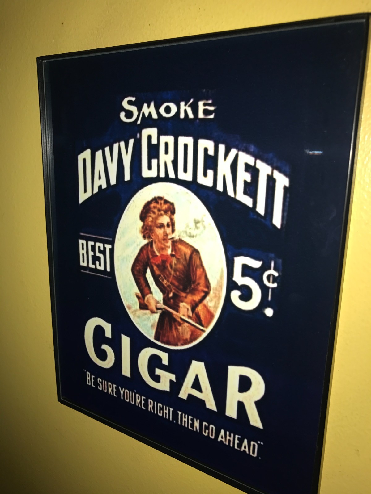 Davy Crockett Cigars Tobacco Shop Store Bar Man Cave Advertising Sign