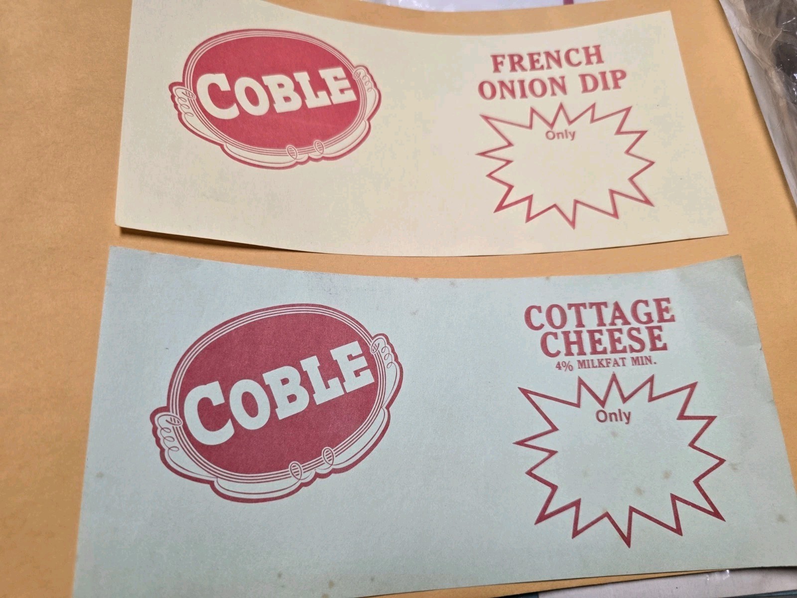 Vintage Coble Dairy Advertising Paper Signs (2)