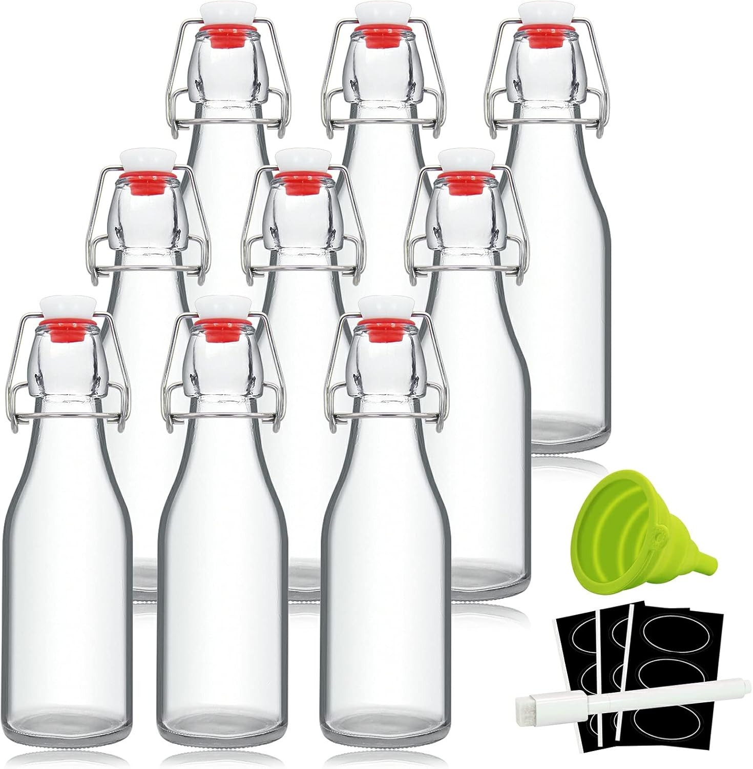YEBODA 8Oz Swing Top Bottles - Glass Beer Bottle with Airtight Rubber Seal Flip