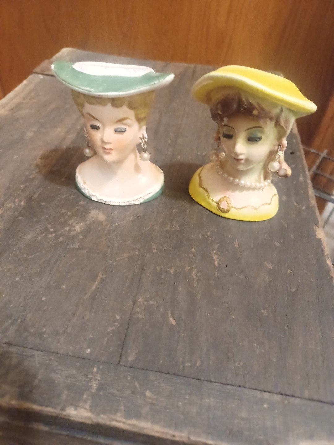 3 In Lady Head Planters Lot of 2. Vintage 1950s