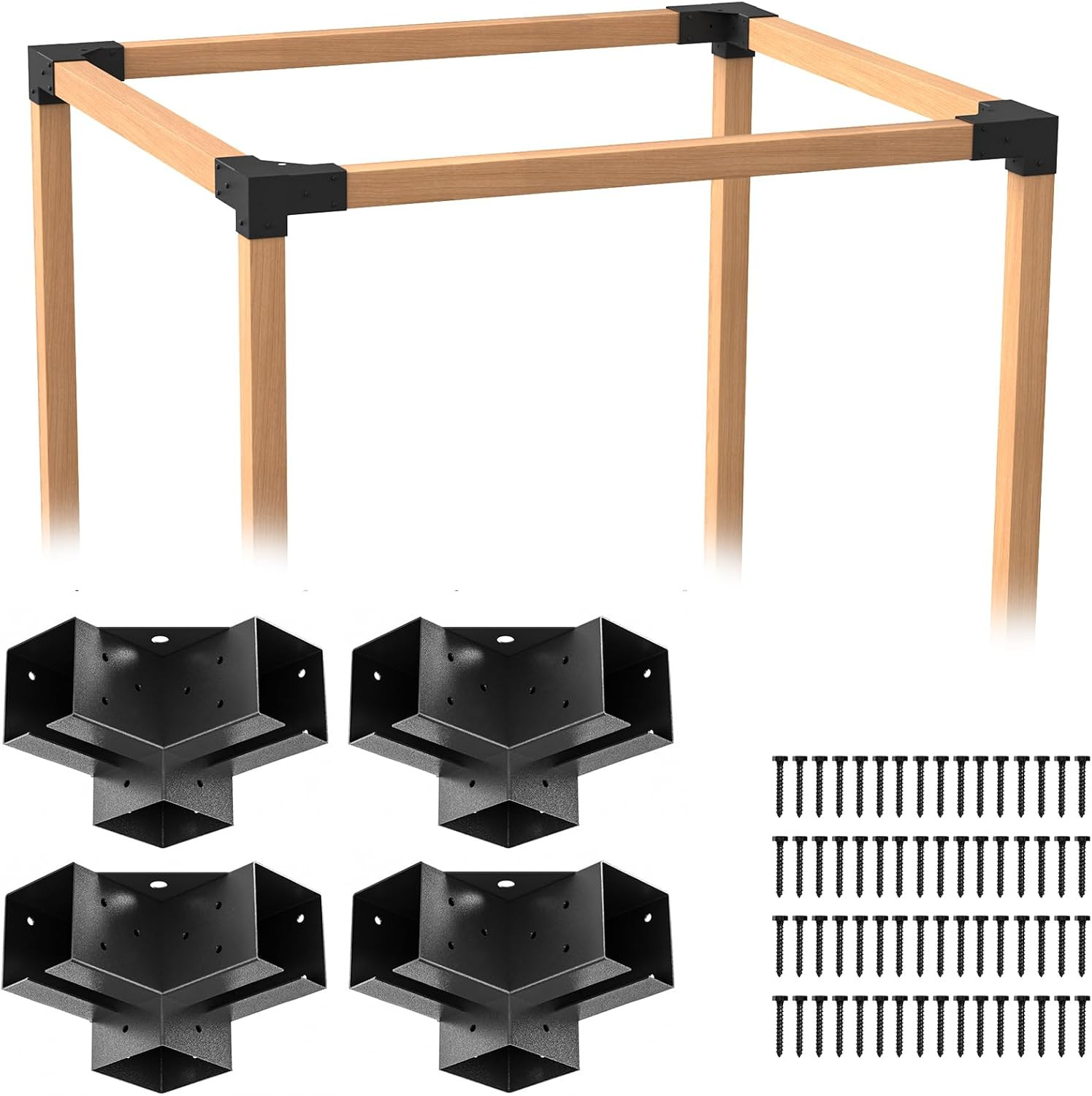 Pergola Brackets Kit for 4X4 Wood Beams, 3.58\'\' X 3.58\'\', 4 Pack