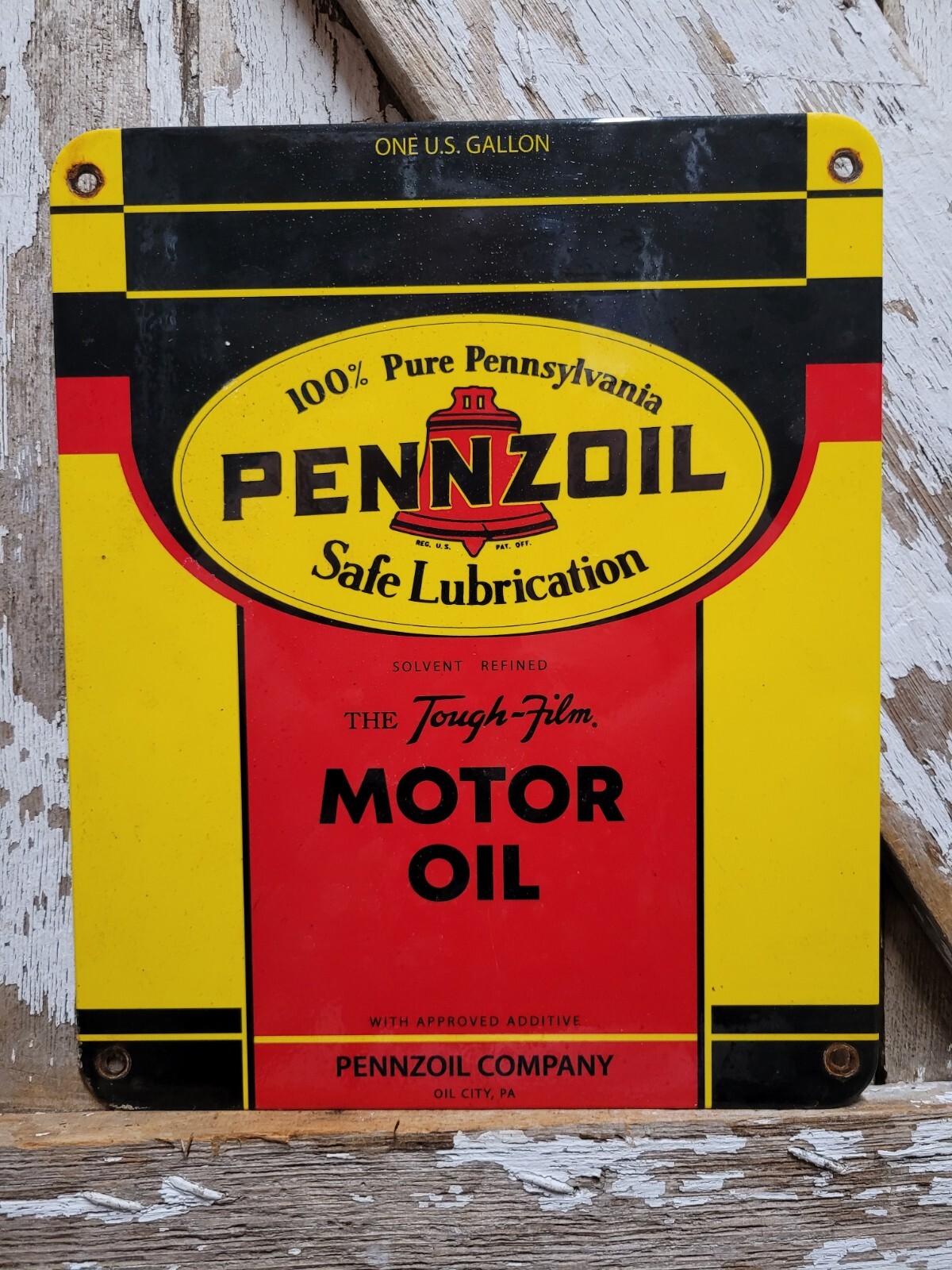 VINTAGE PENNZOIL PORCELAIN SIGN CAR GAS TRUCK MOTOR OIL AUTO SERVICE STATION 12\
