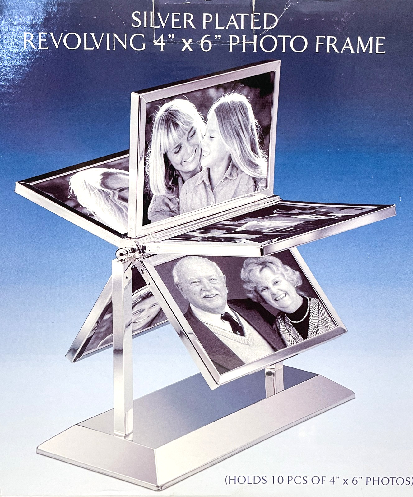 GODINGER Silver Art SILVER PLATED Revolving 4x6 Photo Frame NEW in Box NIB