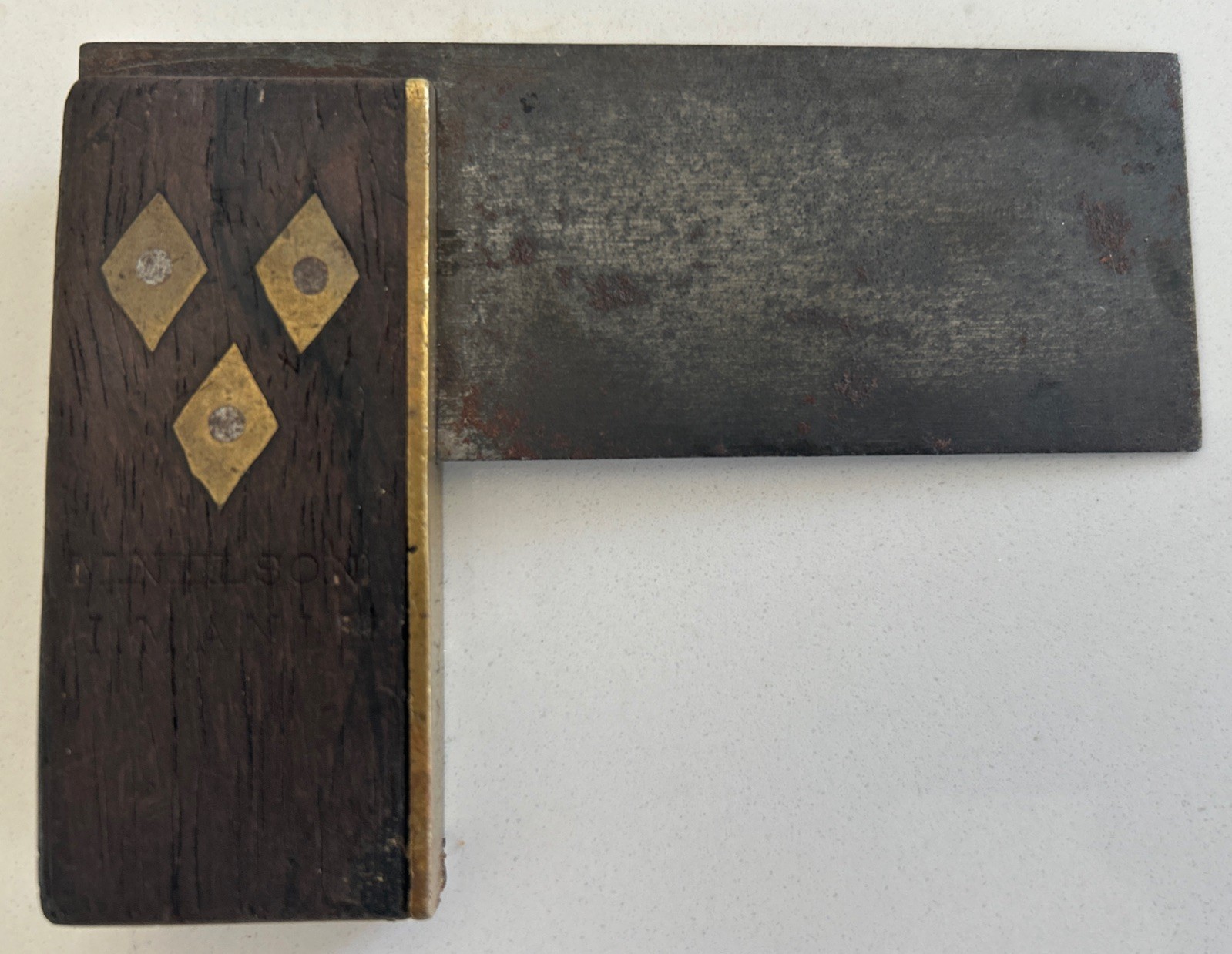 Vintage Carpenters\' Rosewood & Brass Try Square with 3 diamonds - Small 3\