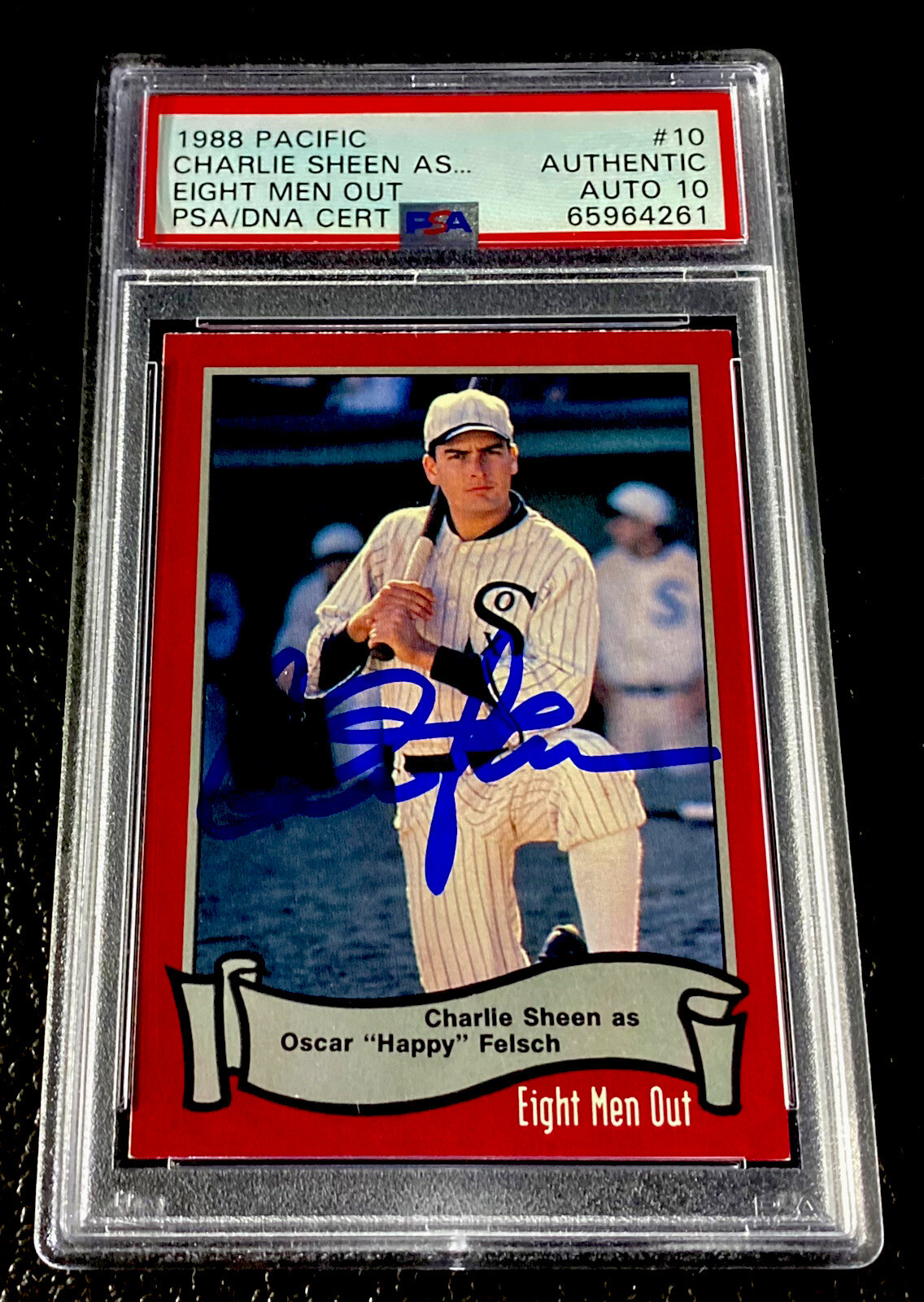PSA Auto 10 Charlie Sheen 1988 Pacific Eight Men Out Autograph Authentic DNA #10