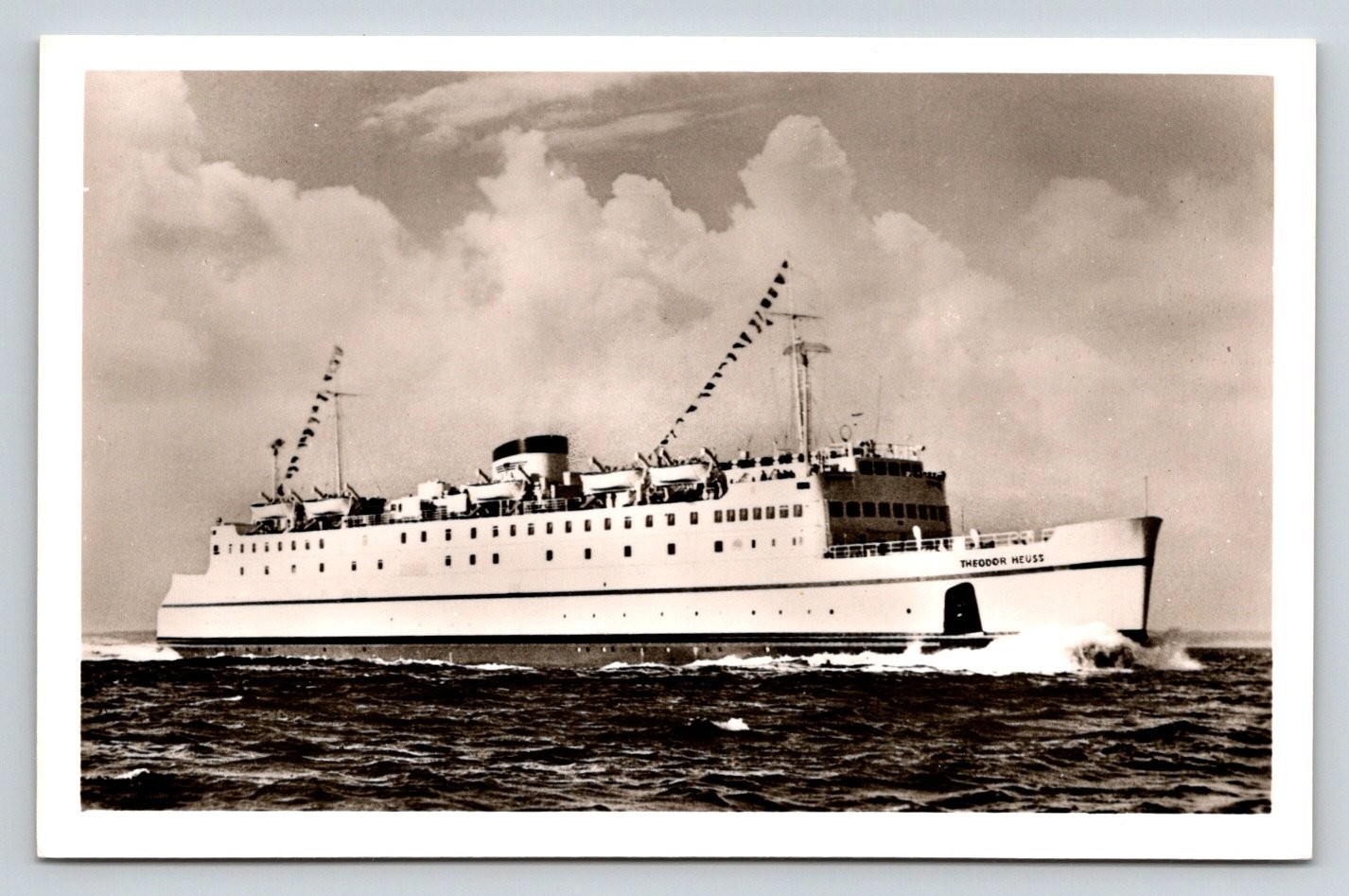 Vintage THEODOR HEUSS Ferry Ship RPPC Postcard Deutsche Bundesbahn Germany Vintage THEODOR HEUSS Ferry Ship RPPC Postcard Deutsche Bundesbahn Germany