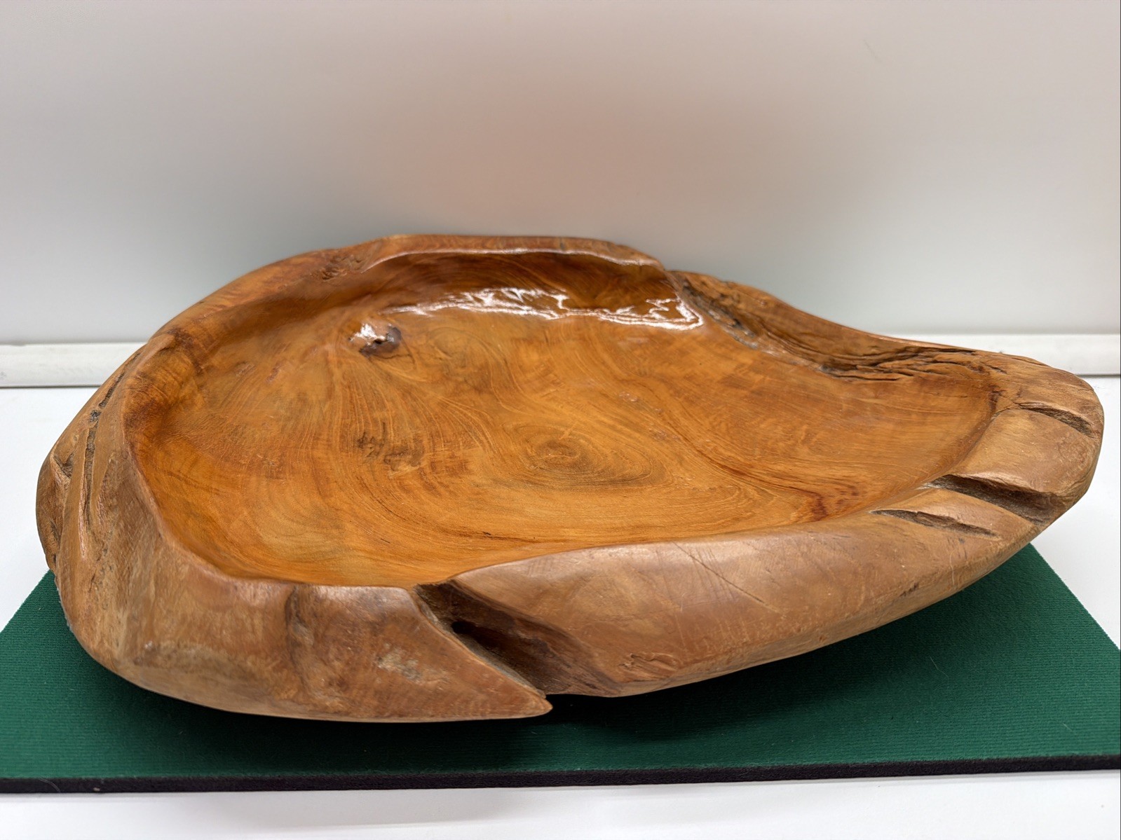 Massive Hand Carved Teak Root Wood Bowl Live Edge Abstract Centerpiece 15 Inch