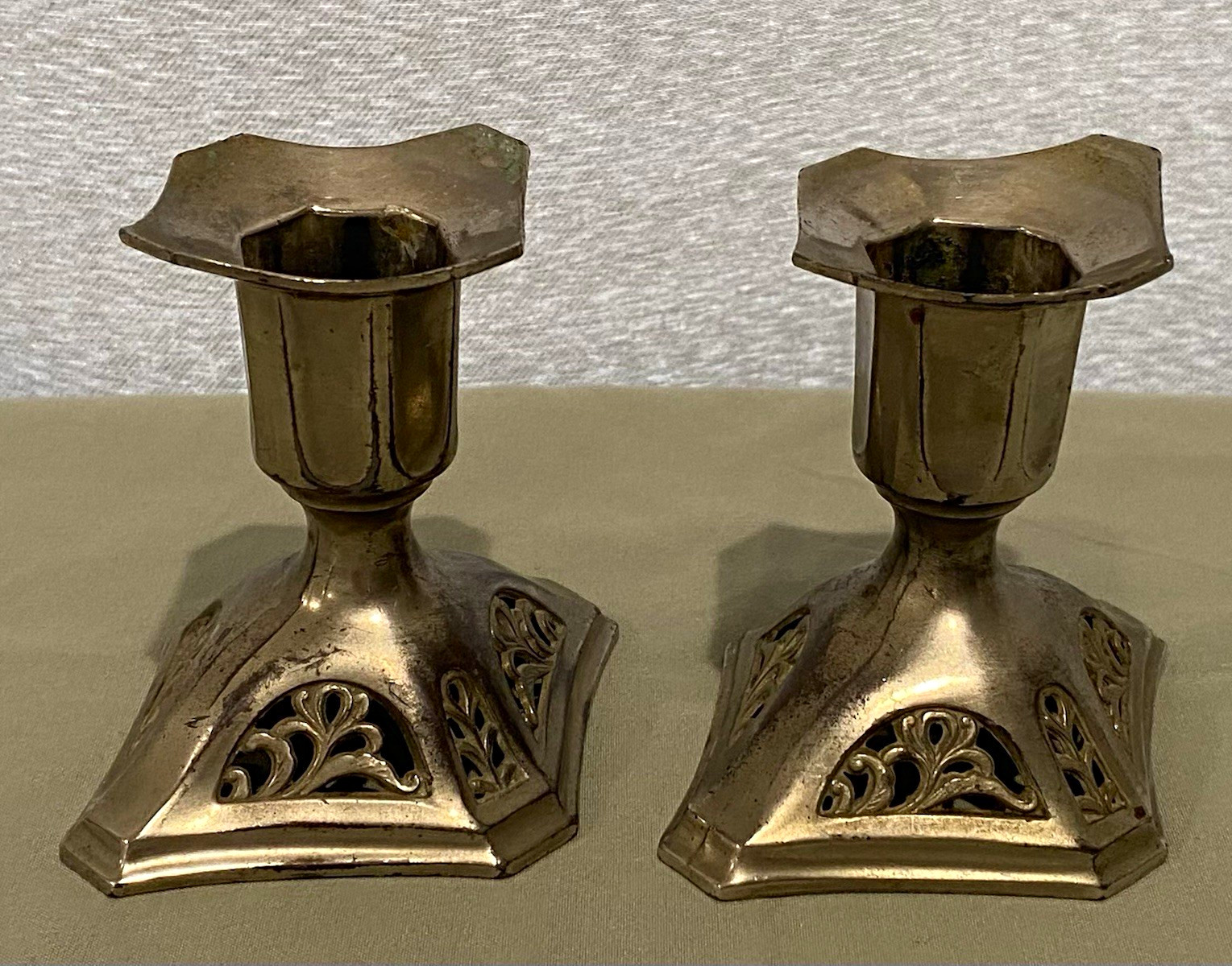 Vintage Japanese Sterling Silver Overlay Candlesticks Pair 3”