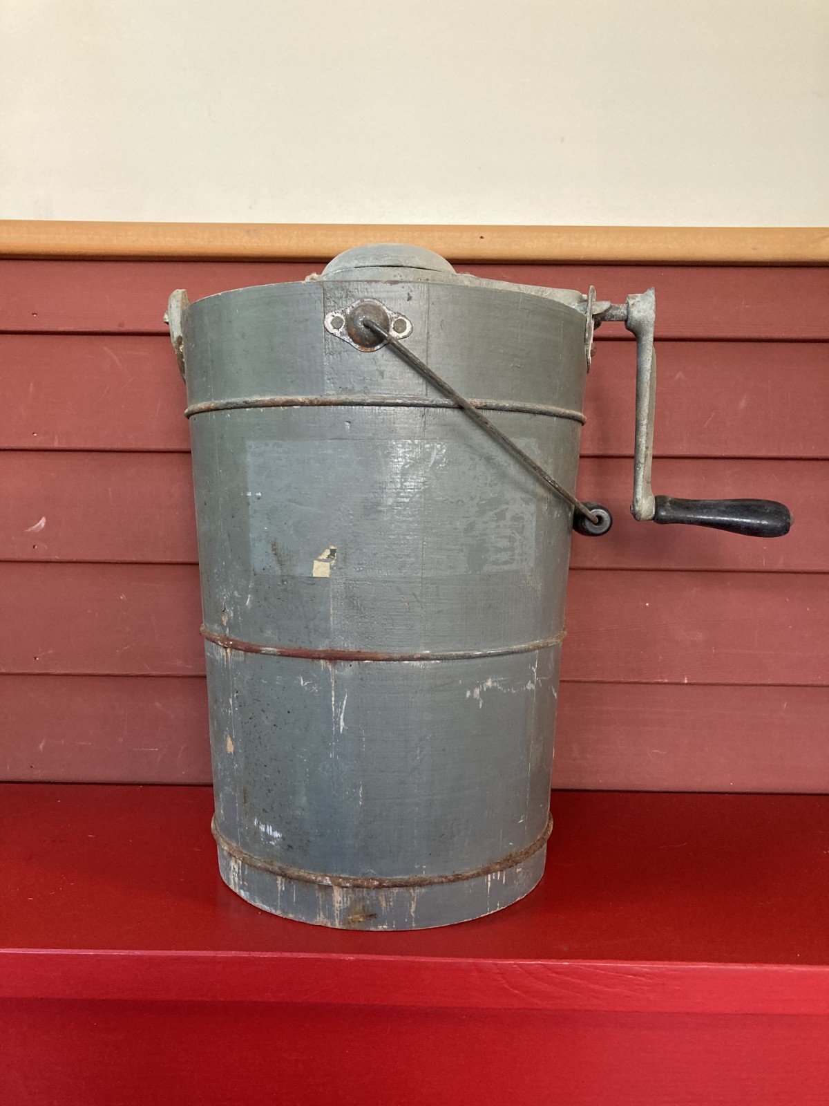 Vintage Wooden Hand Crank Ice Cream Maker Original Bucket & Dasher