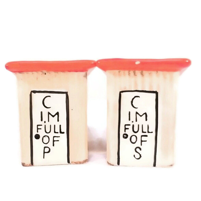 Vintage Outhouse Salt & Pepper Shaker I. M Full of S and I M Full Of P 2.5