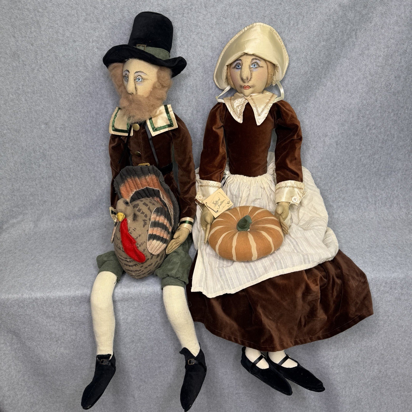Joe Spencer Gathered Traditions Thanksgiving Artist Dolls Prudence & Myles 36\