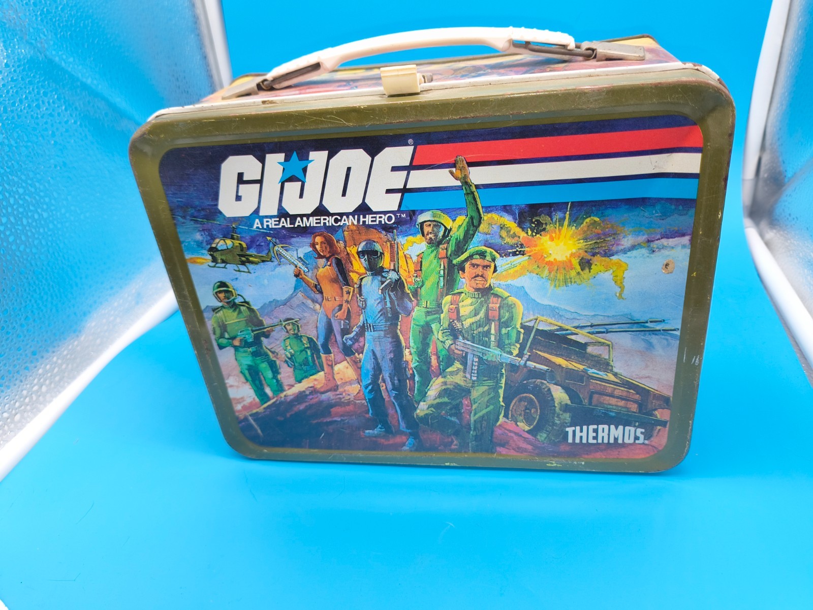 G I Joe Real American Hero Metal Thermos Lunch Box 1982 Hasbro VINTAGE