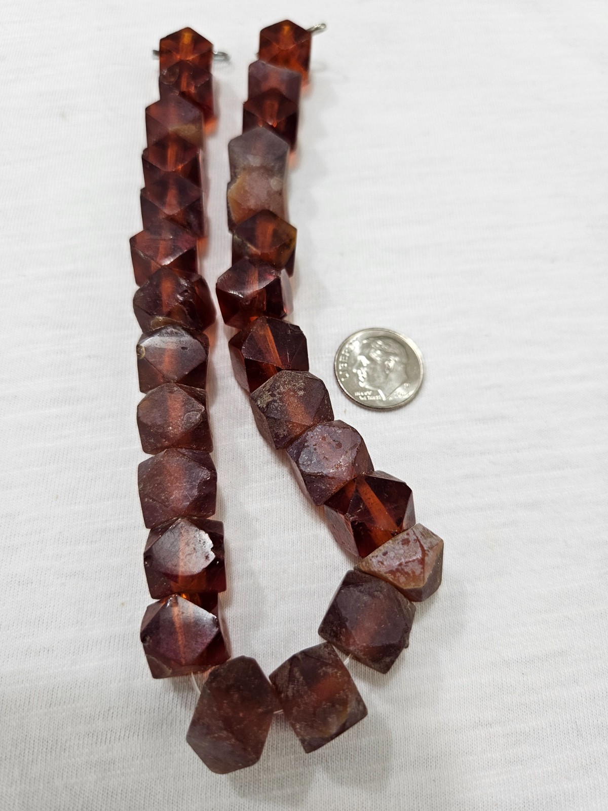 Antique Orange Vaseline Style Glass Beads 12\