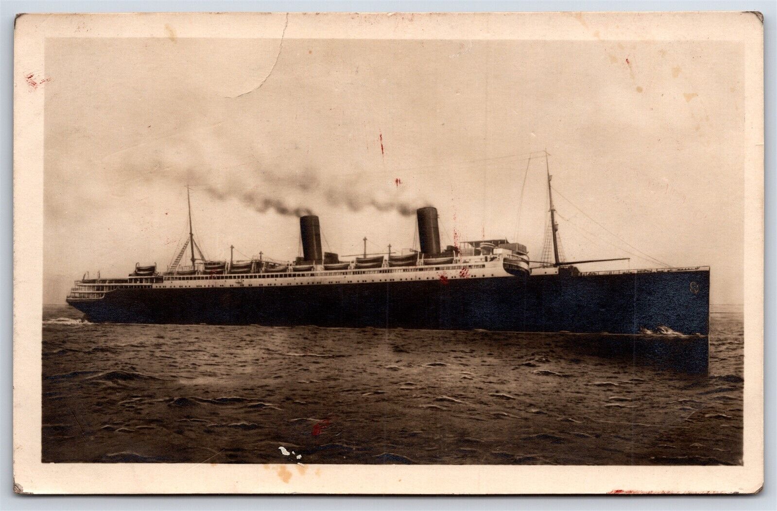 Postcard Steamer Ship SS D Columbus Norddeutscher Lloyd Bremen Line RPPC S29