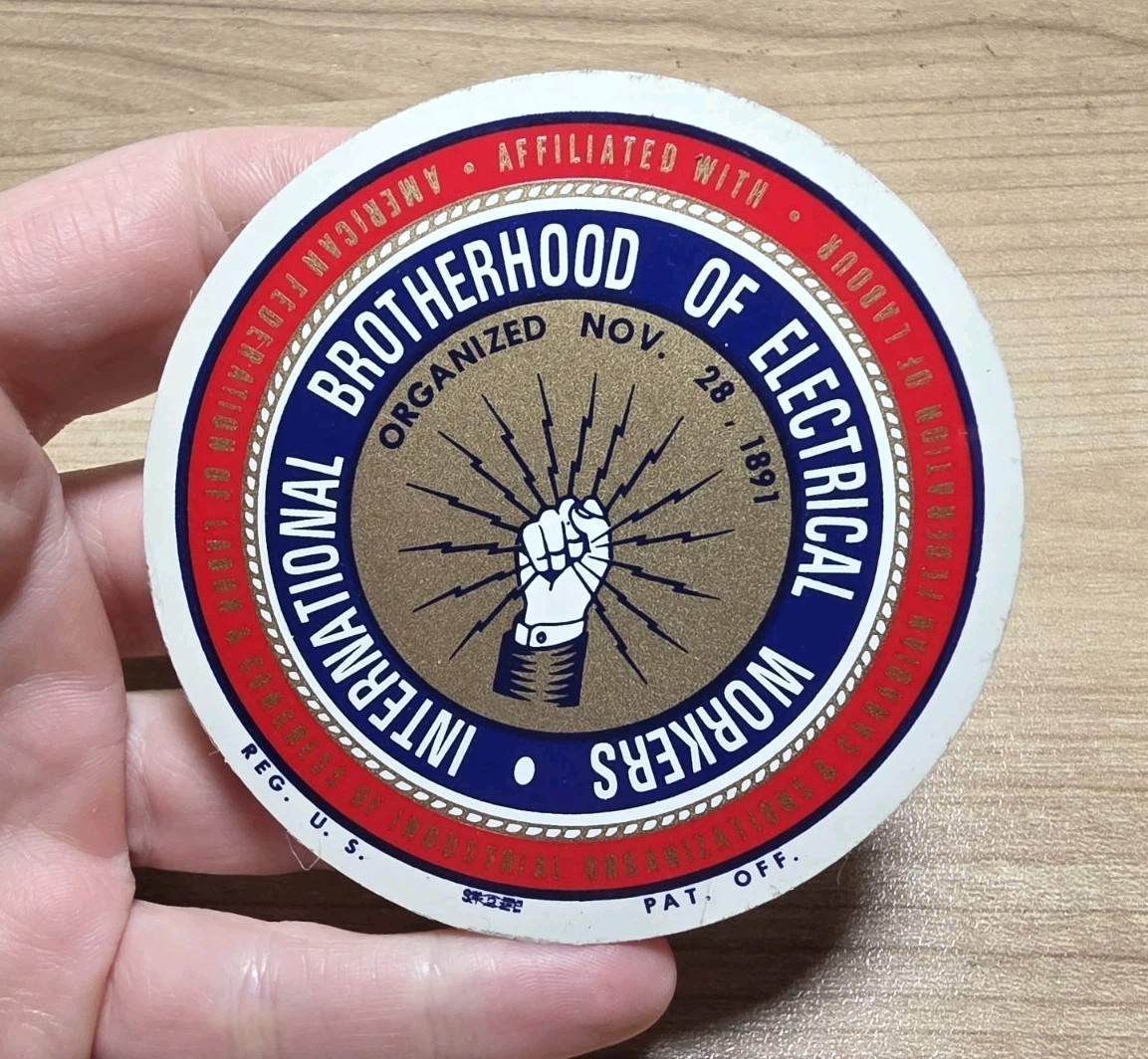 Vtg Brotherhood of Electrical Workers Union Seal Sticker Decal