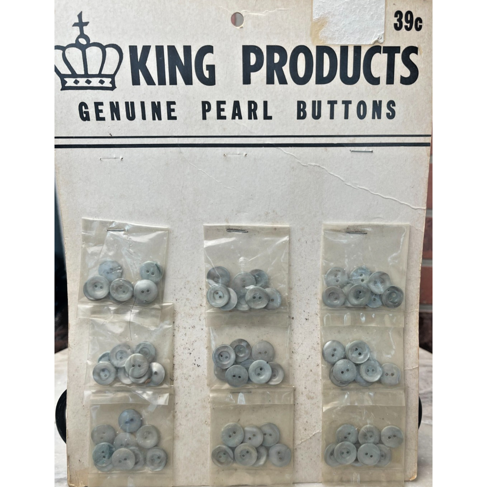 Buttons King Products Genuine Mother of Pearl NOS Gray Shell 9 Pack Vintage 