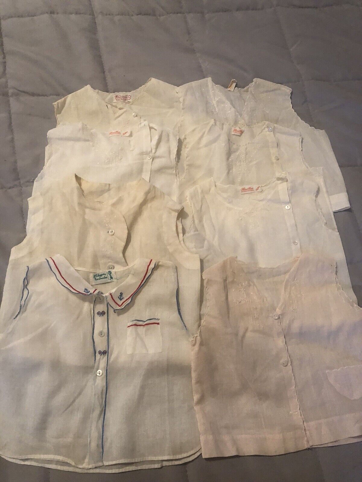 Vtg Mid Century Infant - doll Diaper Shirts HandMade in Philippines Most W/tags