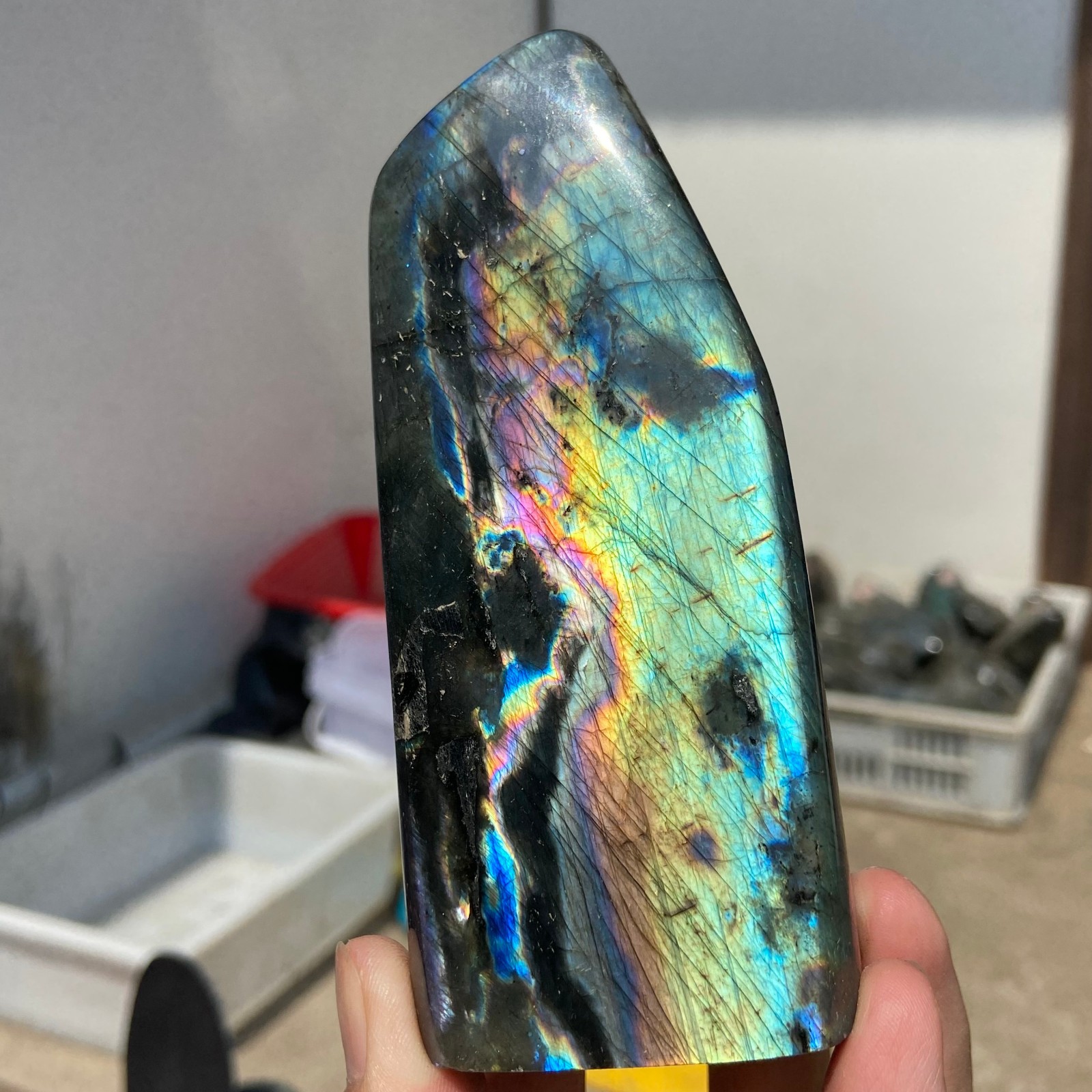 490g Natural labradorite polished free-form mineral specimen healing