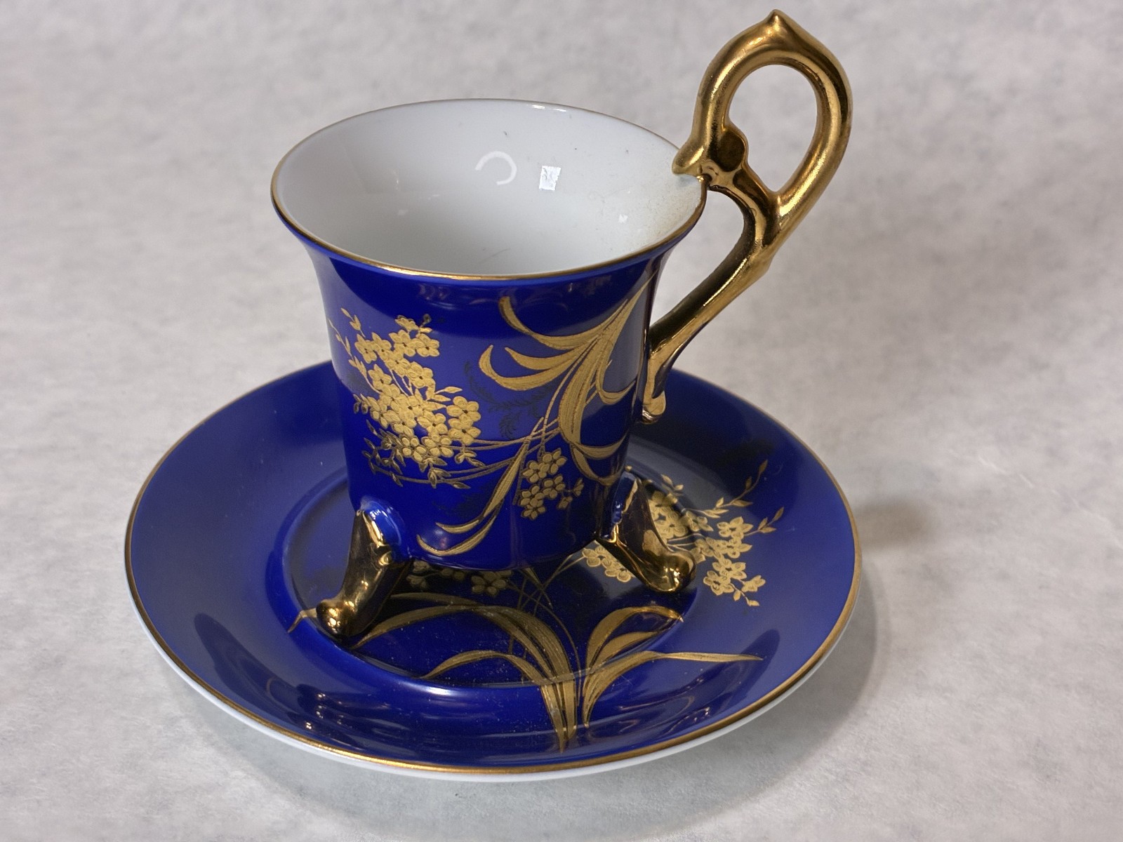 Burgwindheim TK Cobalt Blue & Gold Demitasse Cup & Saucer Set, Vtg., Rare Burgwindheim TK Cobalt Blue & Gold Demitasse Cup & Saucer Set, Vtg., Rare