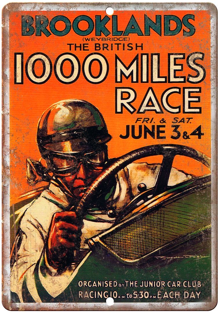 Brooklands Weybridge 1000 Mile Auto Race Reproduction Metal Sign A613