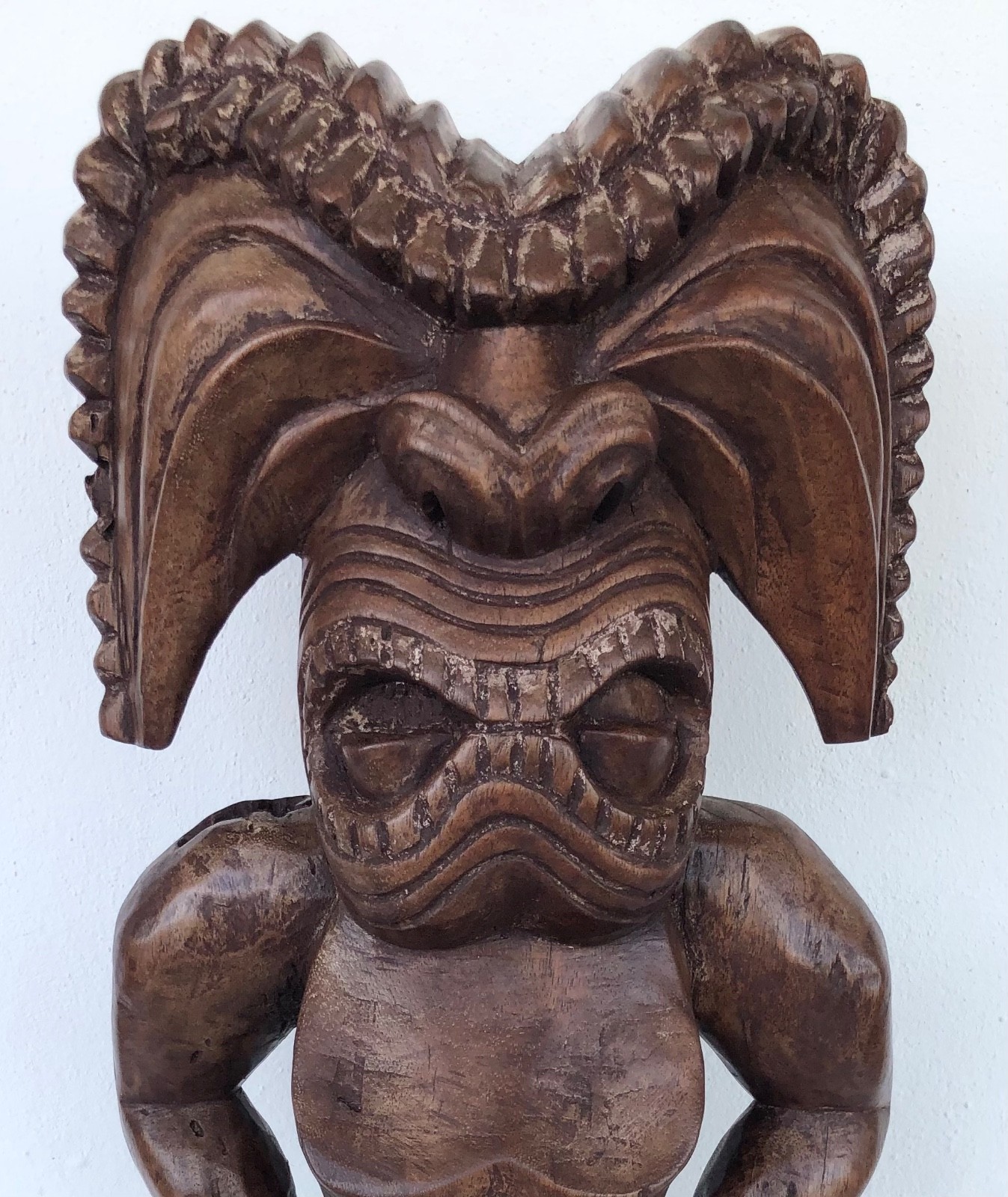 XXL expressive old Hawaiian Tiki sculpture 20,5 inch old Germany collection