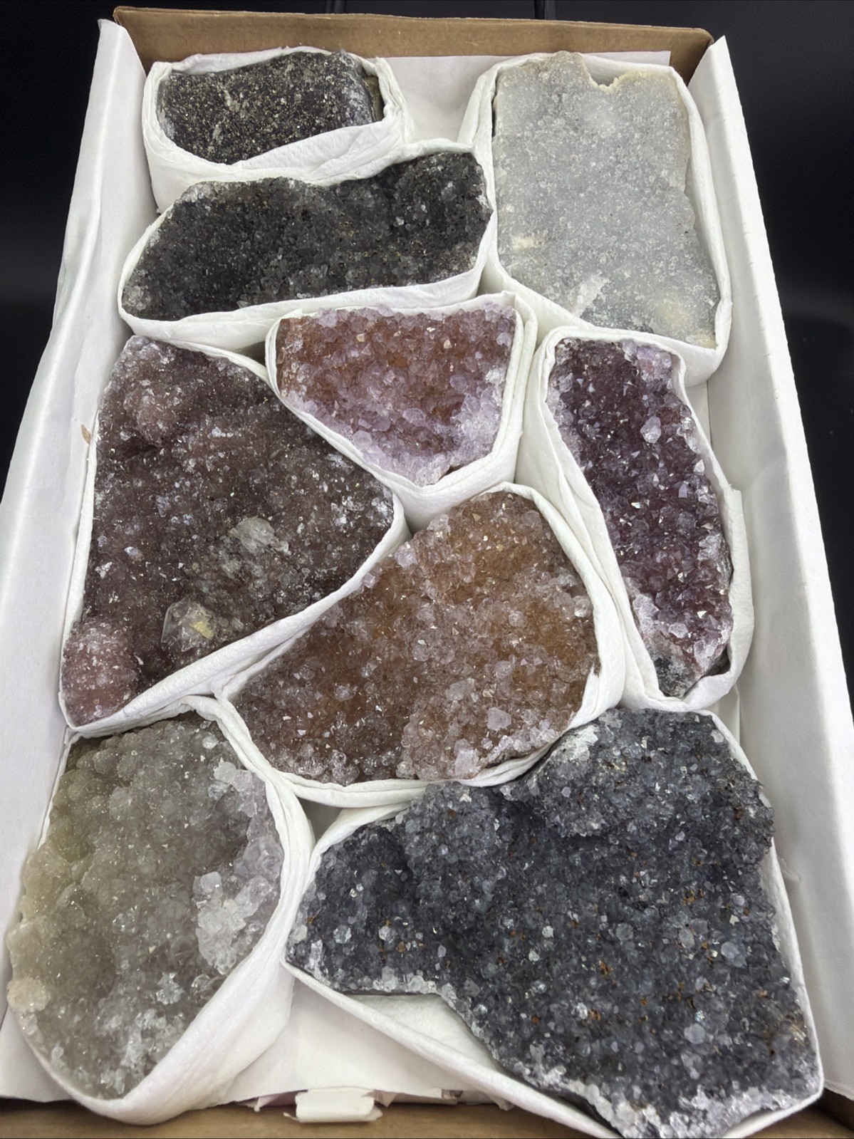 Uruguay Rainbow Amethyst Druzy Agate Crystal Flat Natural Mineral Specimens